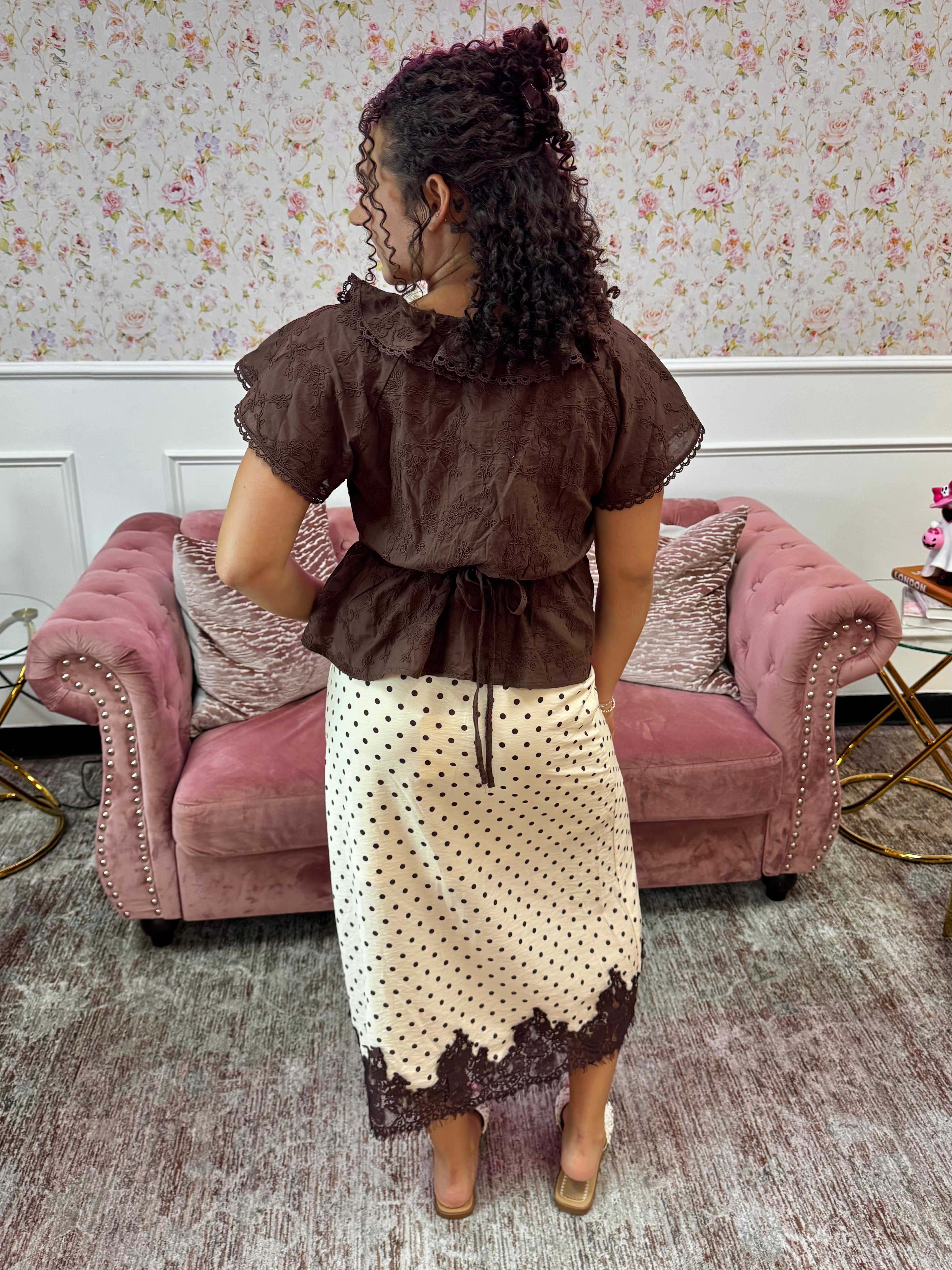 Polka Elegance Lace Hem Skirt By Entro