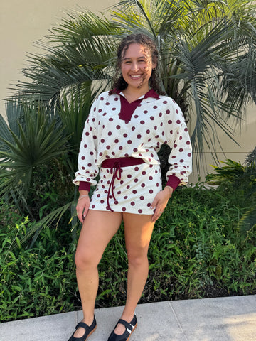 Dotted in Merlot Skort Set By EESOME