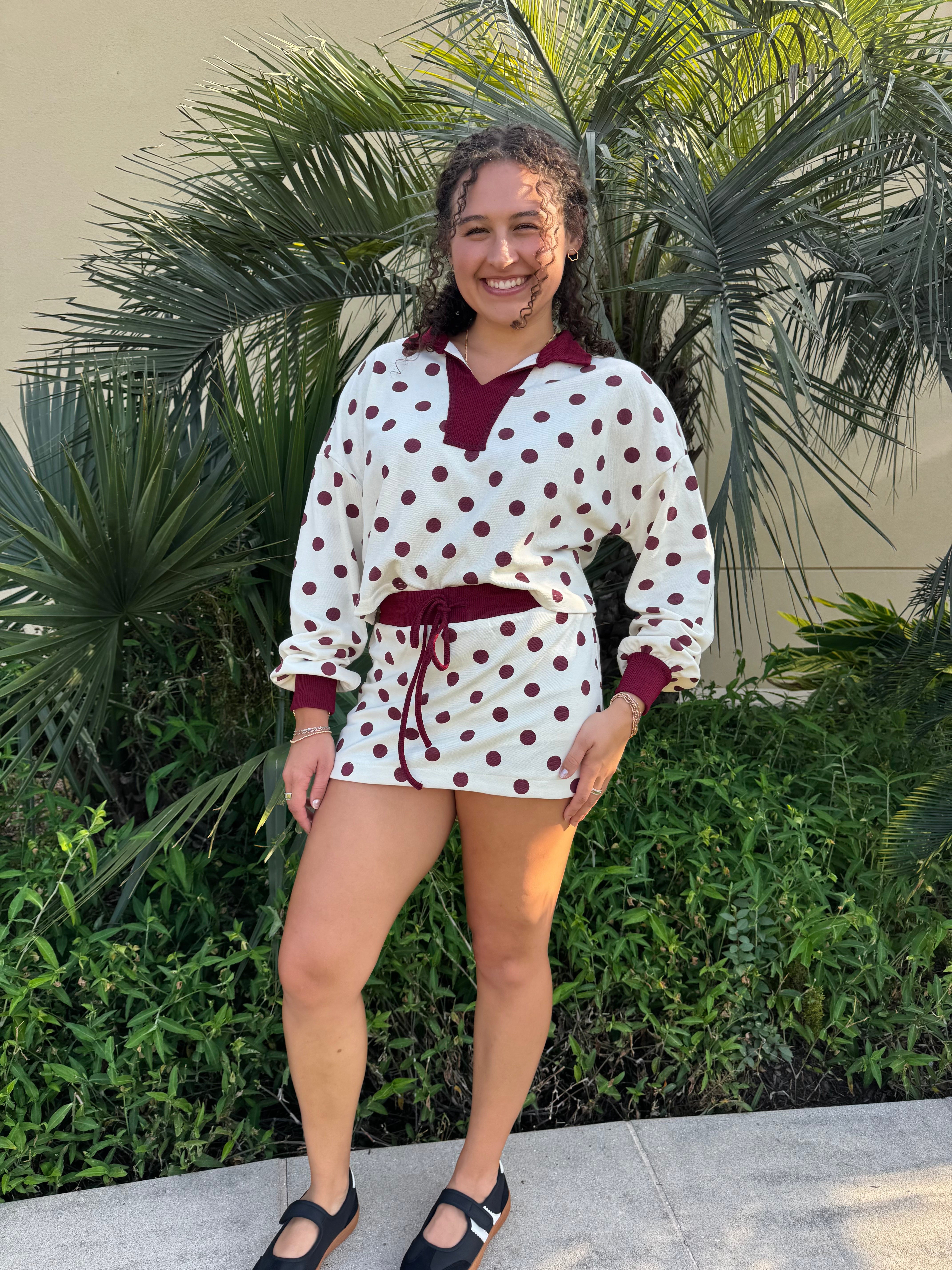 Dotted in Merlot Skort Set By EESOME