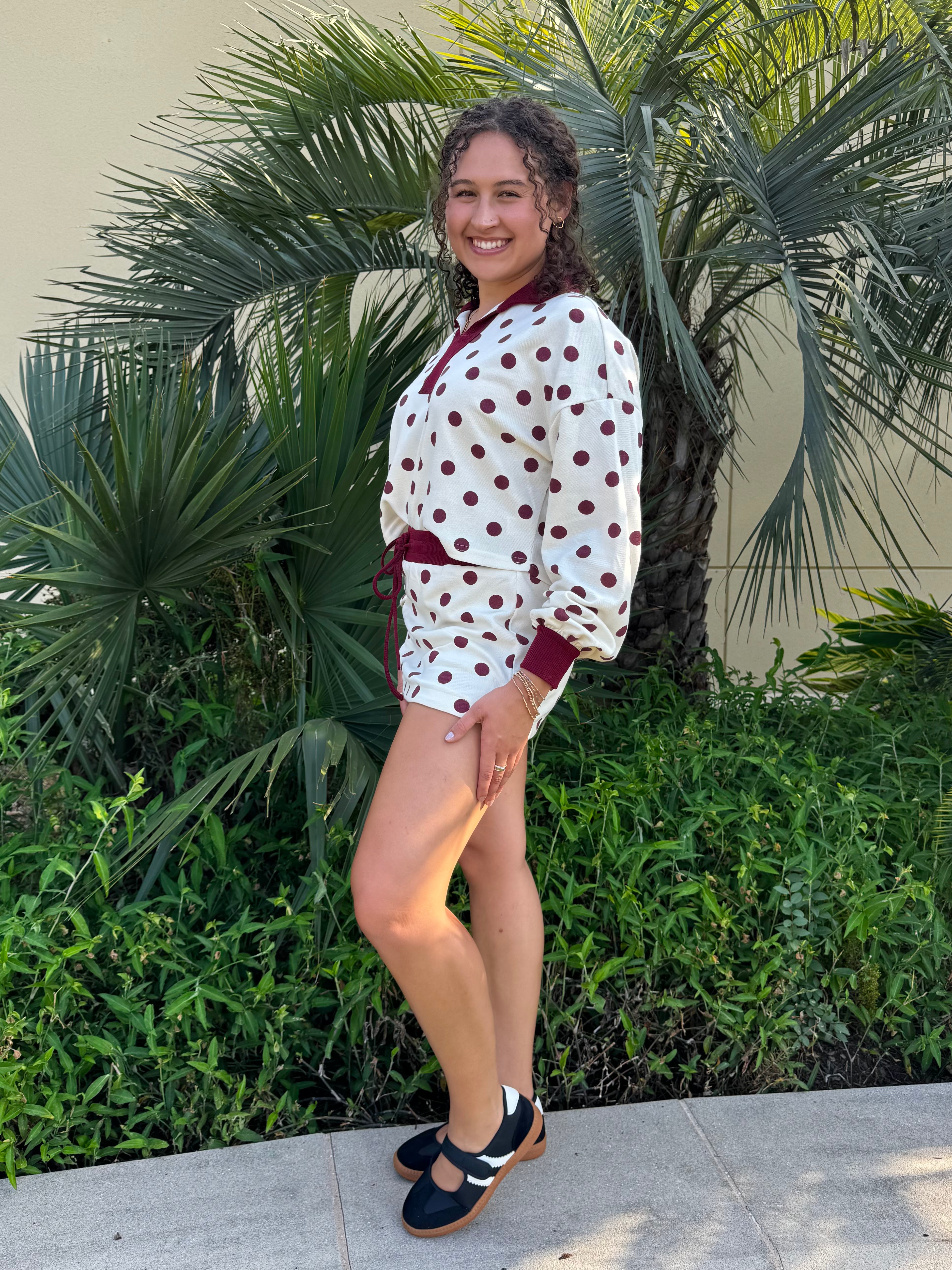 Dotted in Merlot Skort Set By EESOME