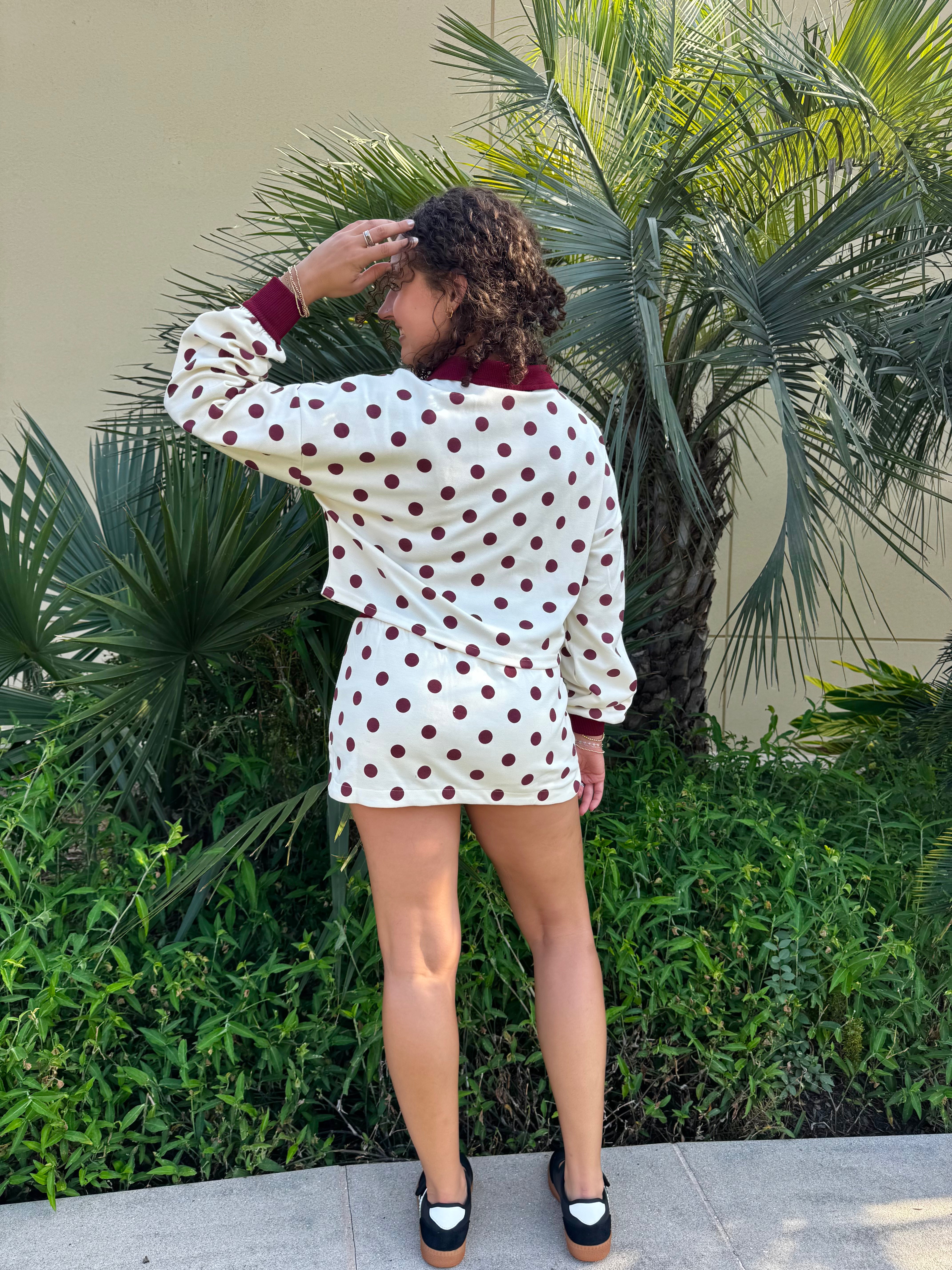 Dotted in Merlot Skort Set By EESOME