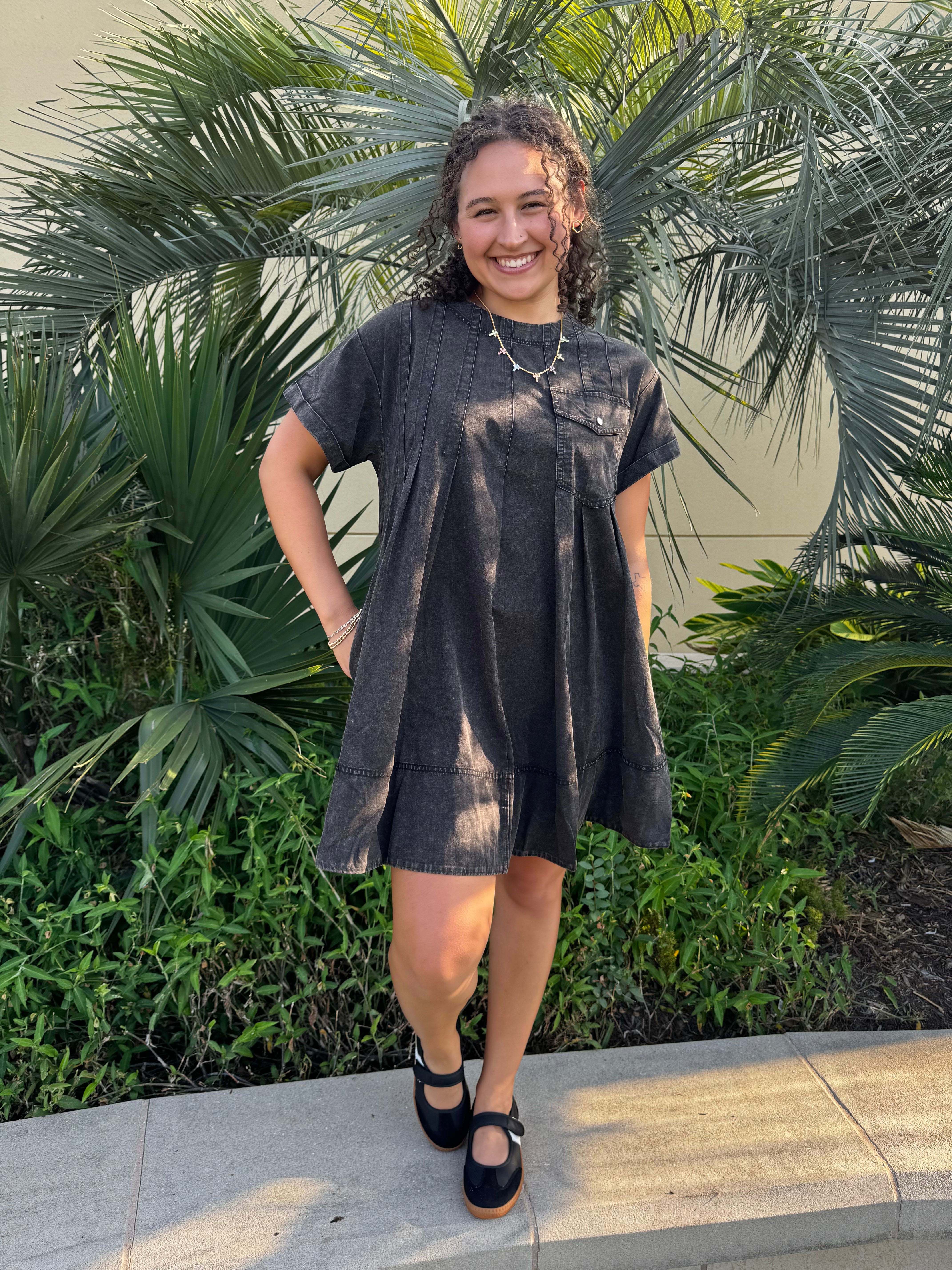 Mineral Wash Mini Dress By EESOME