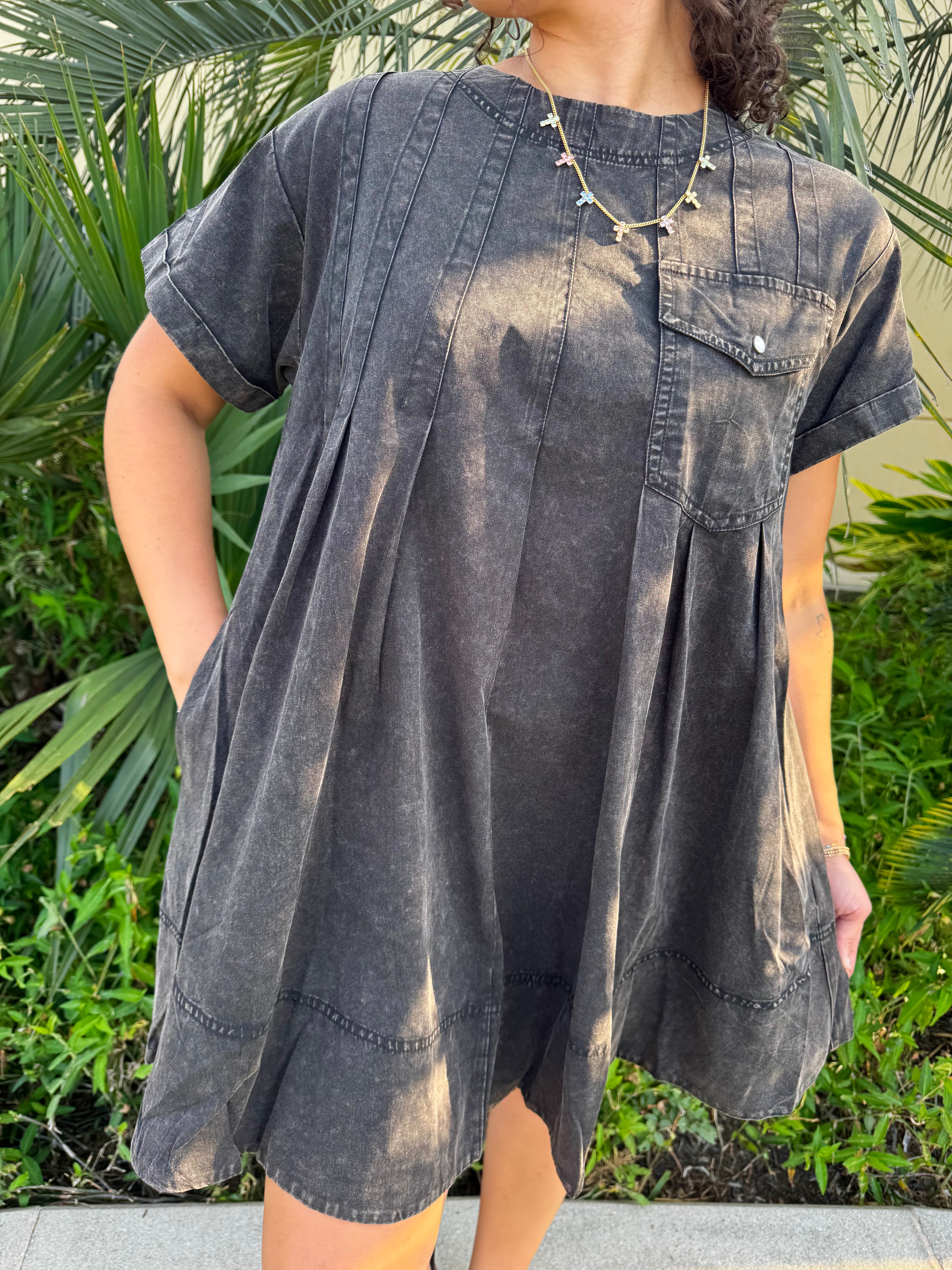 Mineral Wash Mini Dress By EESOME