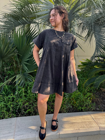 Mineral Wash Mini Dress By EESOME