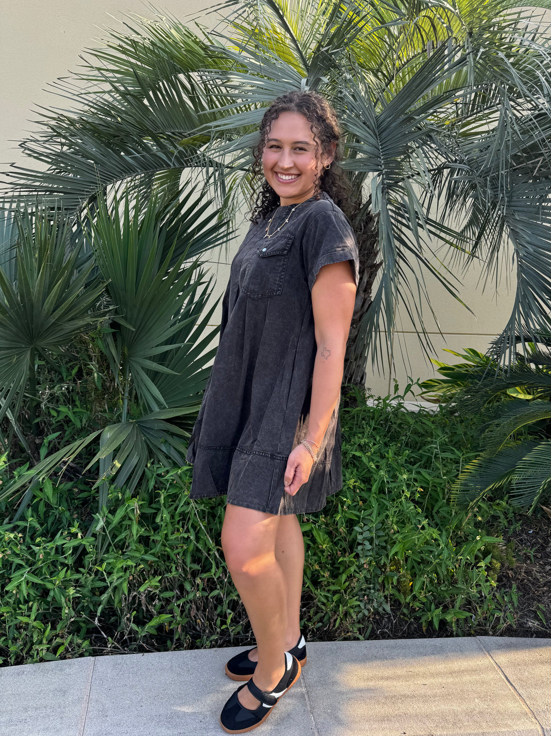 Mineral Wash Mini Dress By EESOME