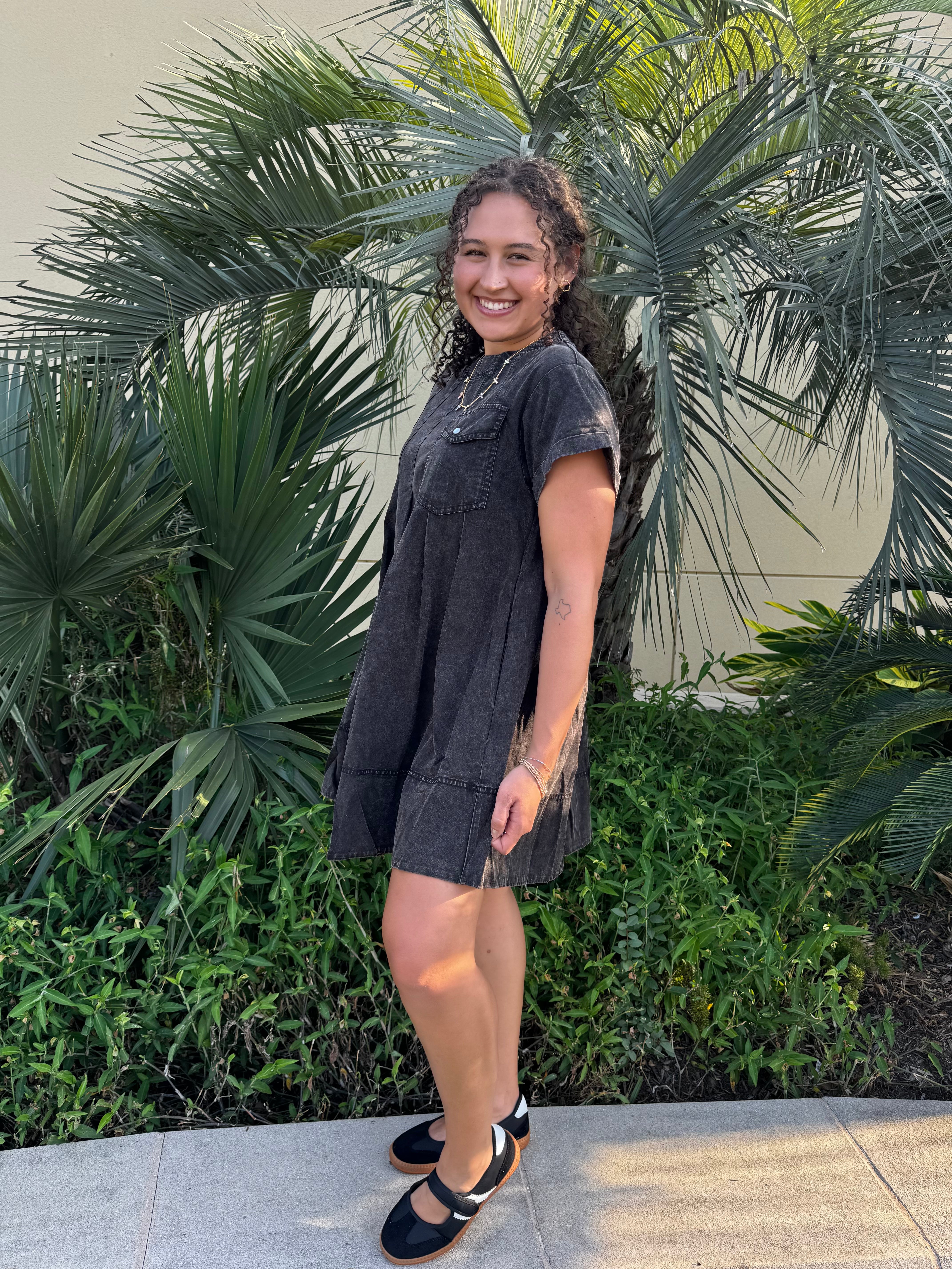 Mineral Wash Mini Dress By EESOME