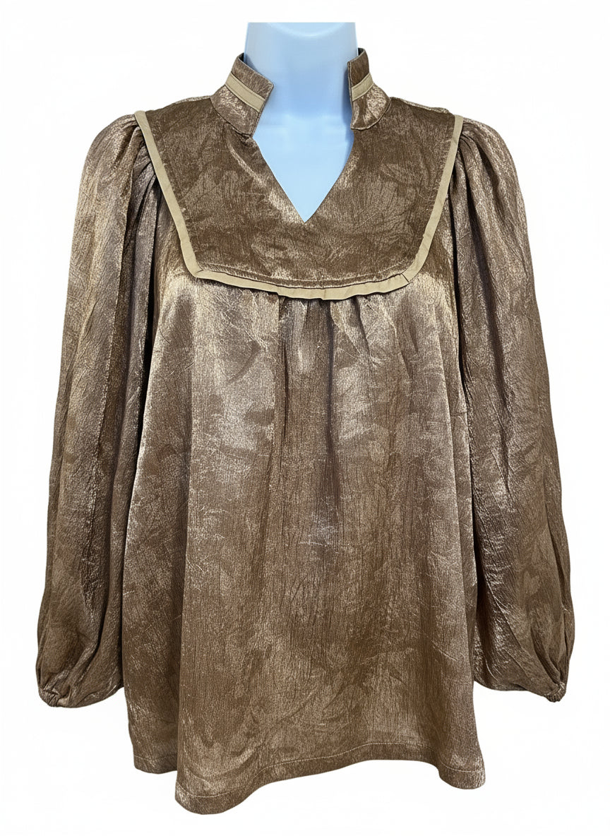 V-neck with Structured Contrast Trim Detail By Umgee