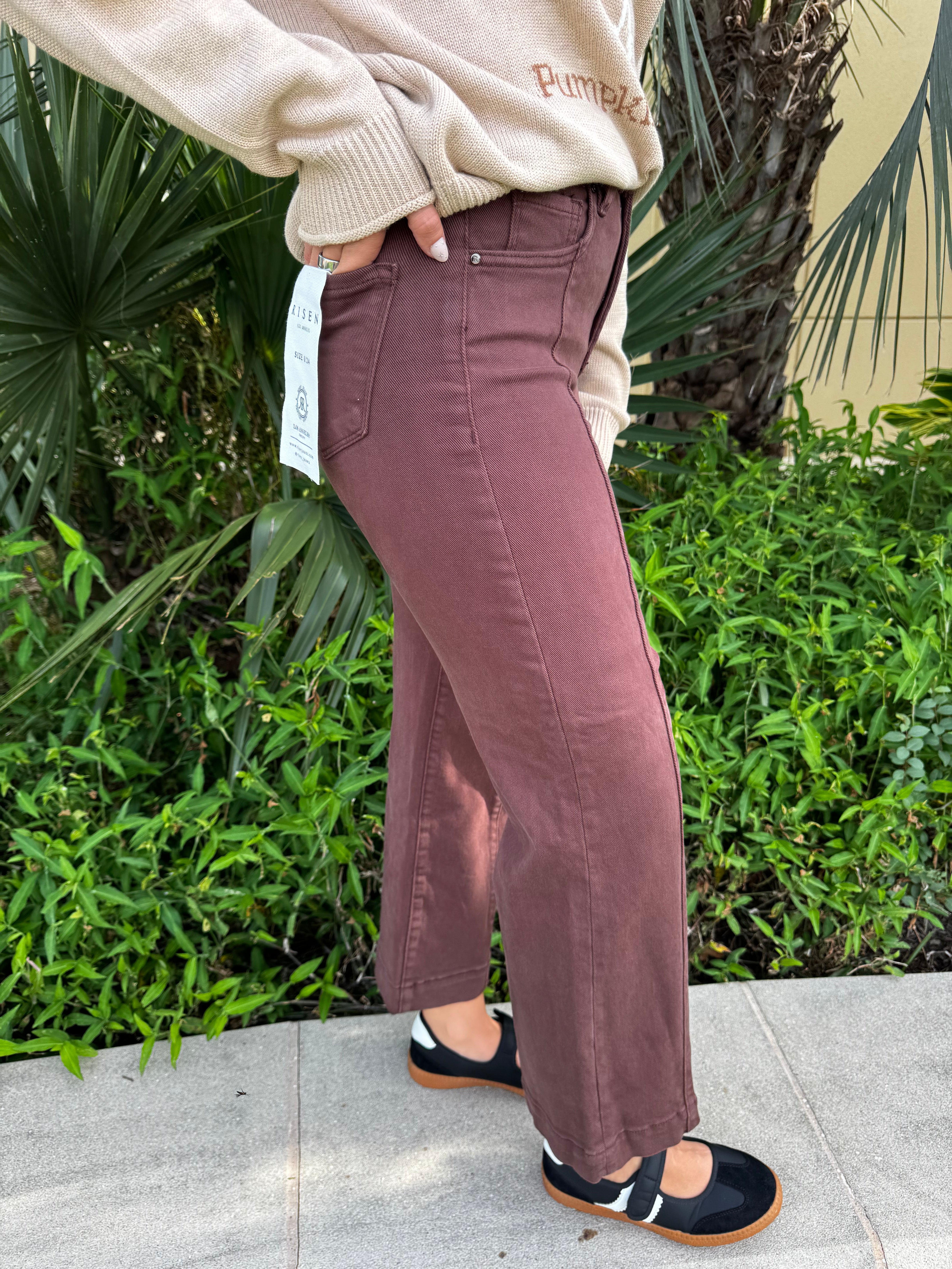 Full Run Risen Tummy Control High Rise Crop Wide Pants 5687HD