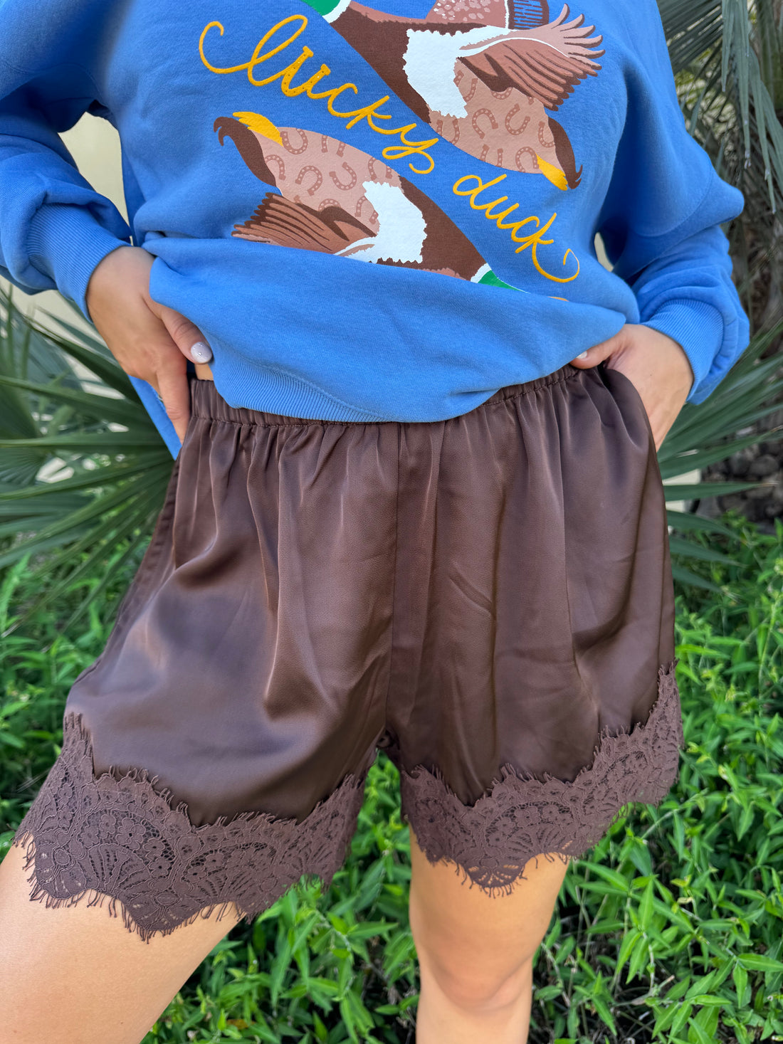 Silk & Sweetheart Lace Shorts By Jodifl