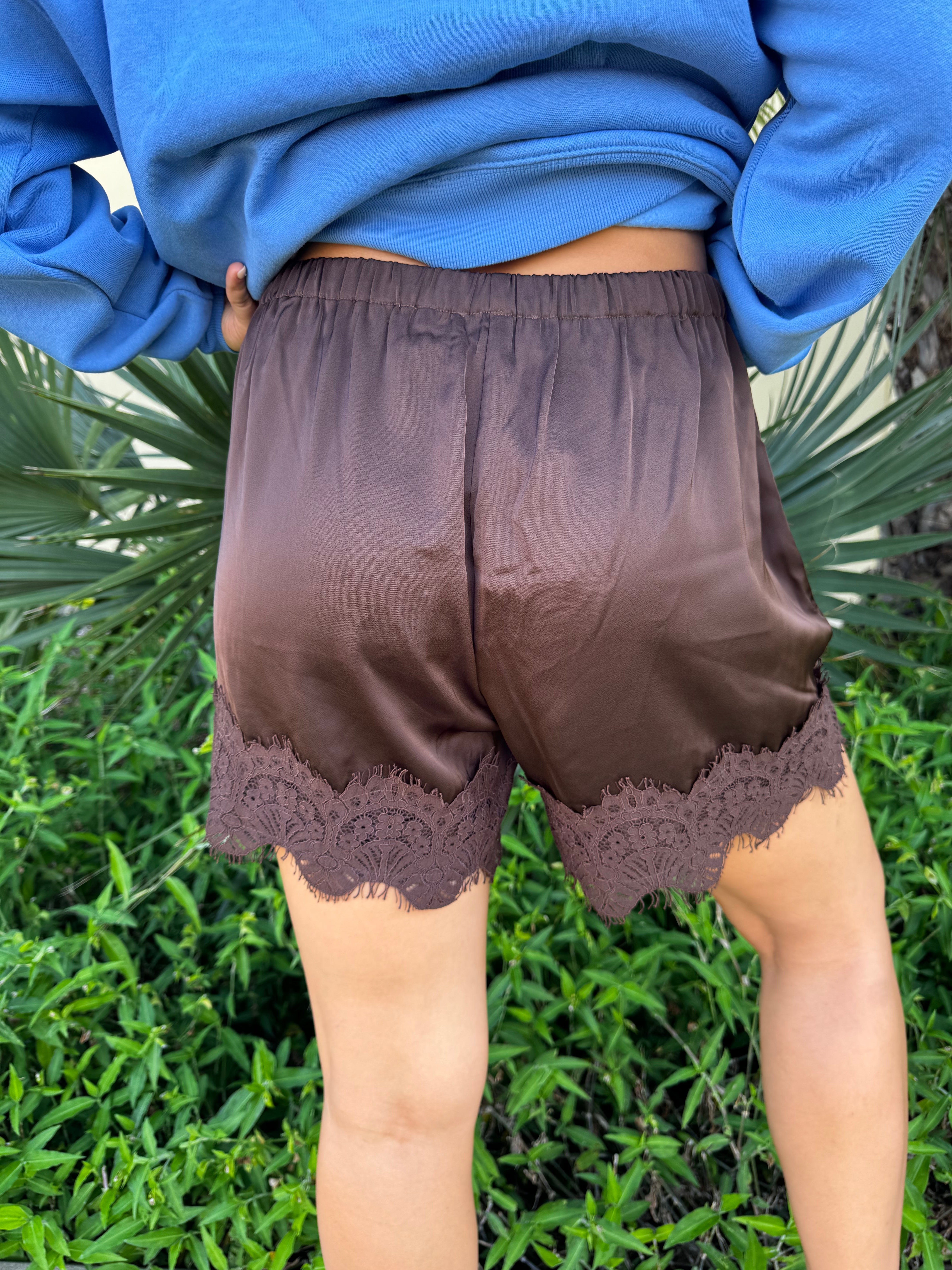 Silk & Sweetheart Lace Shorts By Jodifl