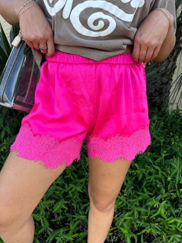 Silk & Sweetheart Lace Shorts By Jodifl