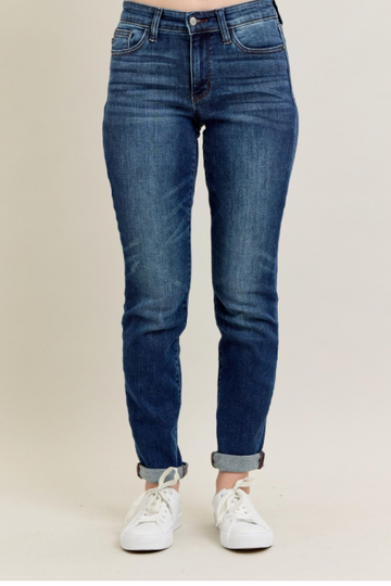 Judy Blue Basic Mid-Rise Cuffed Slim Denim 82428