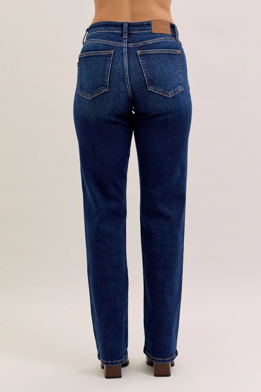 Judy Blue Mid Rise Dark Straight Jeans