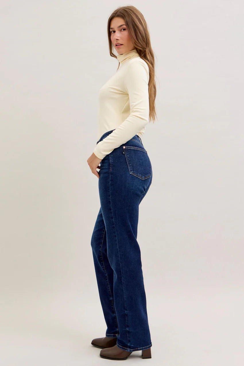 Judy Blue Mid Rise Dark Straight Jeans