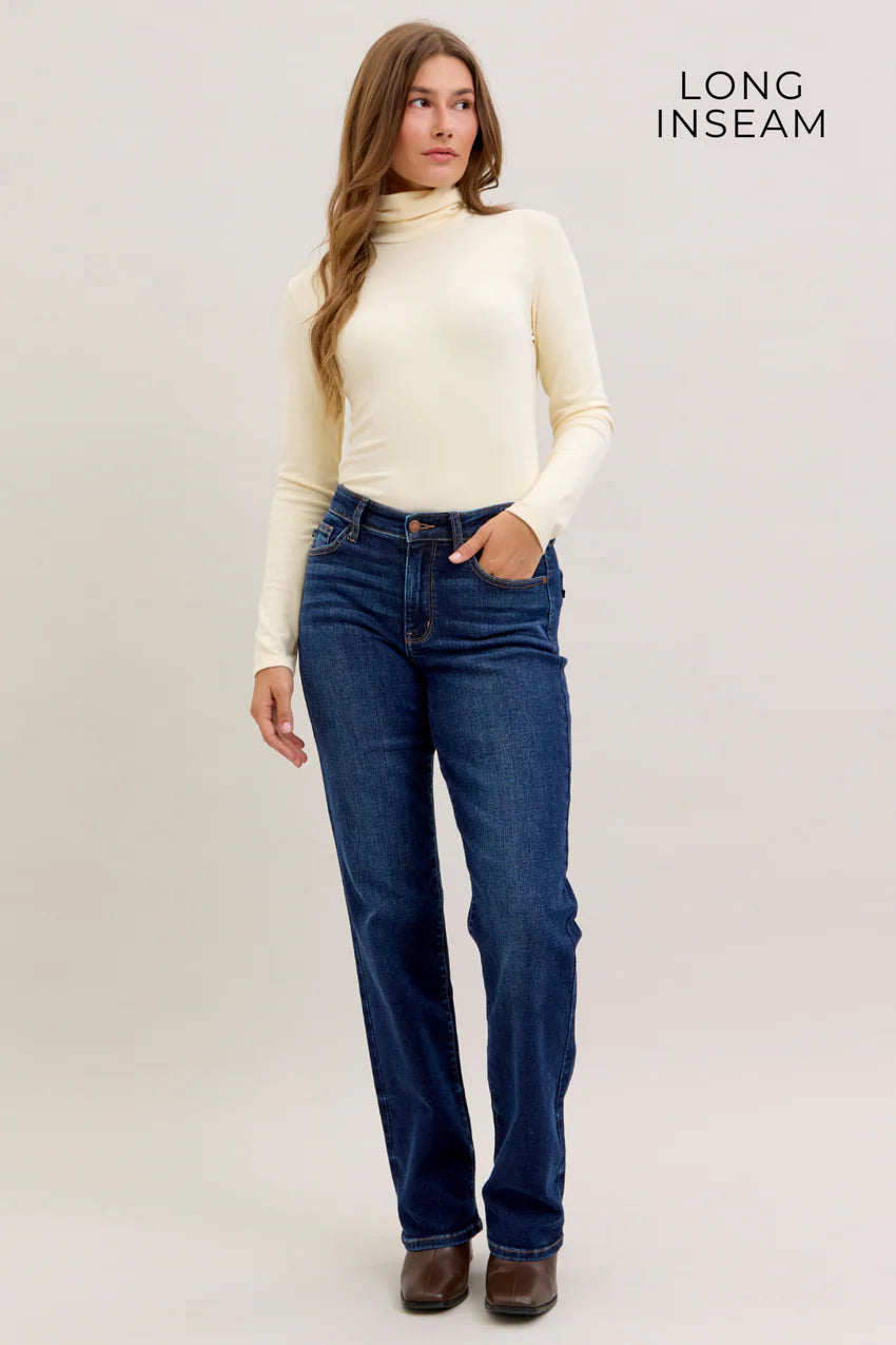Judy Blue Mid Rise Dark Straight Jeans