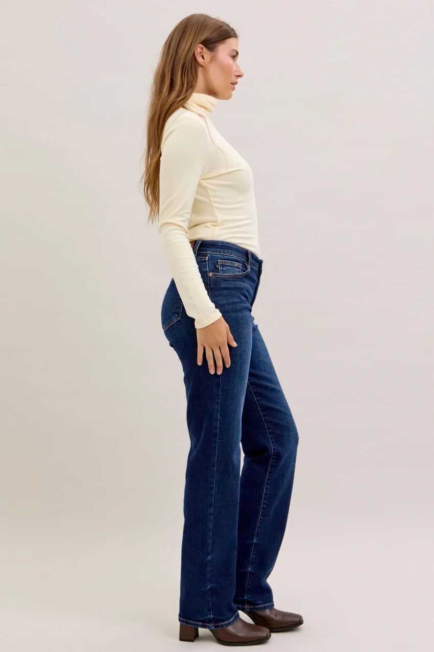 Judy Blue Mid Rise Dark Straight Jeans