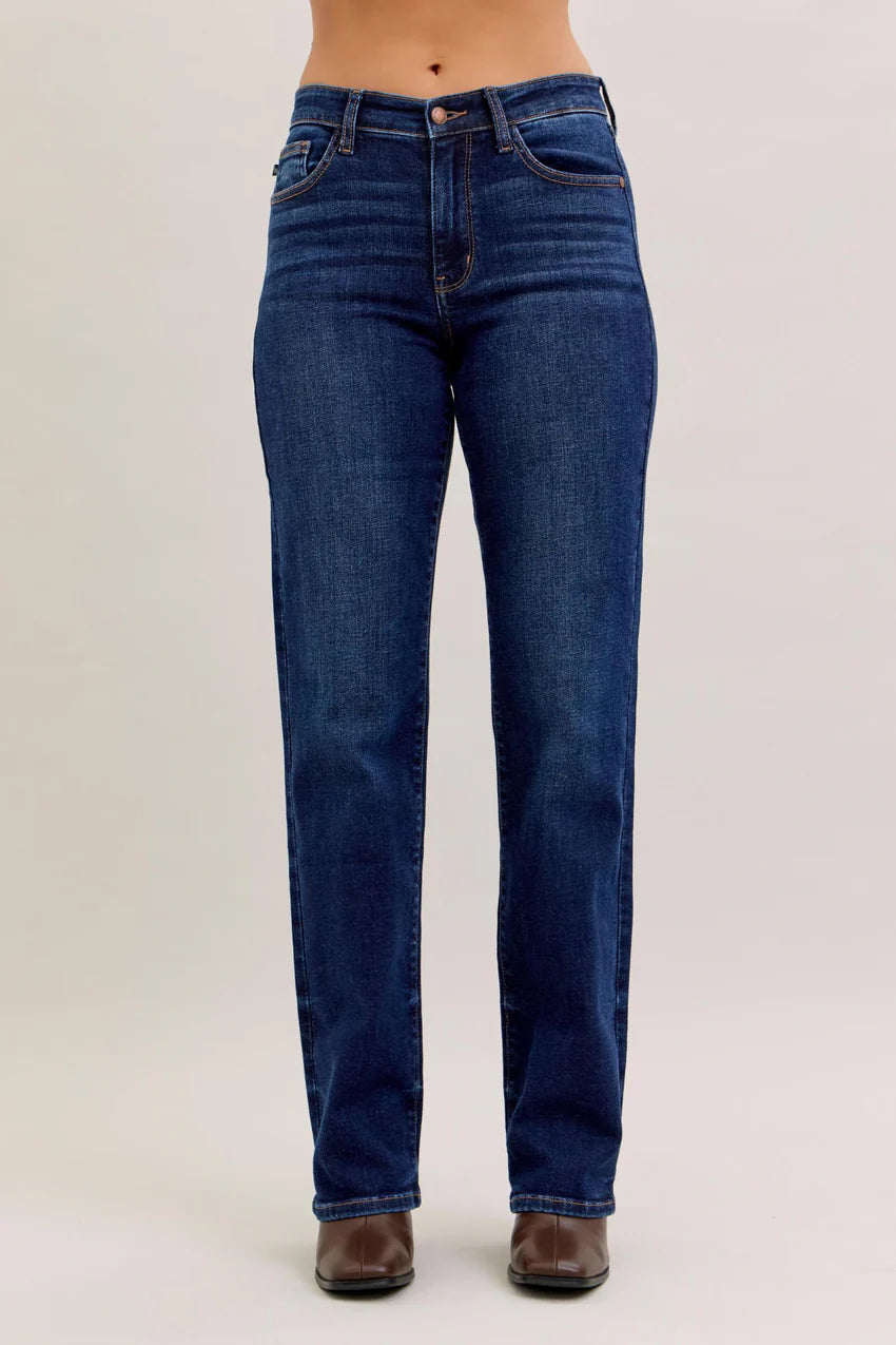 Judy Blue Mid Rise Dark Straight Jeans