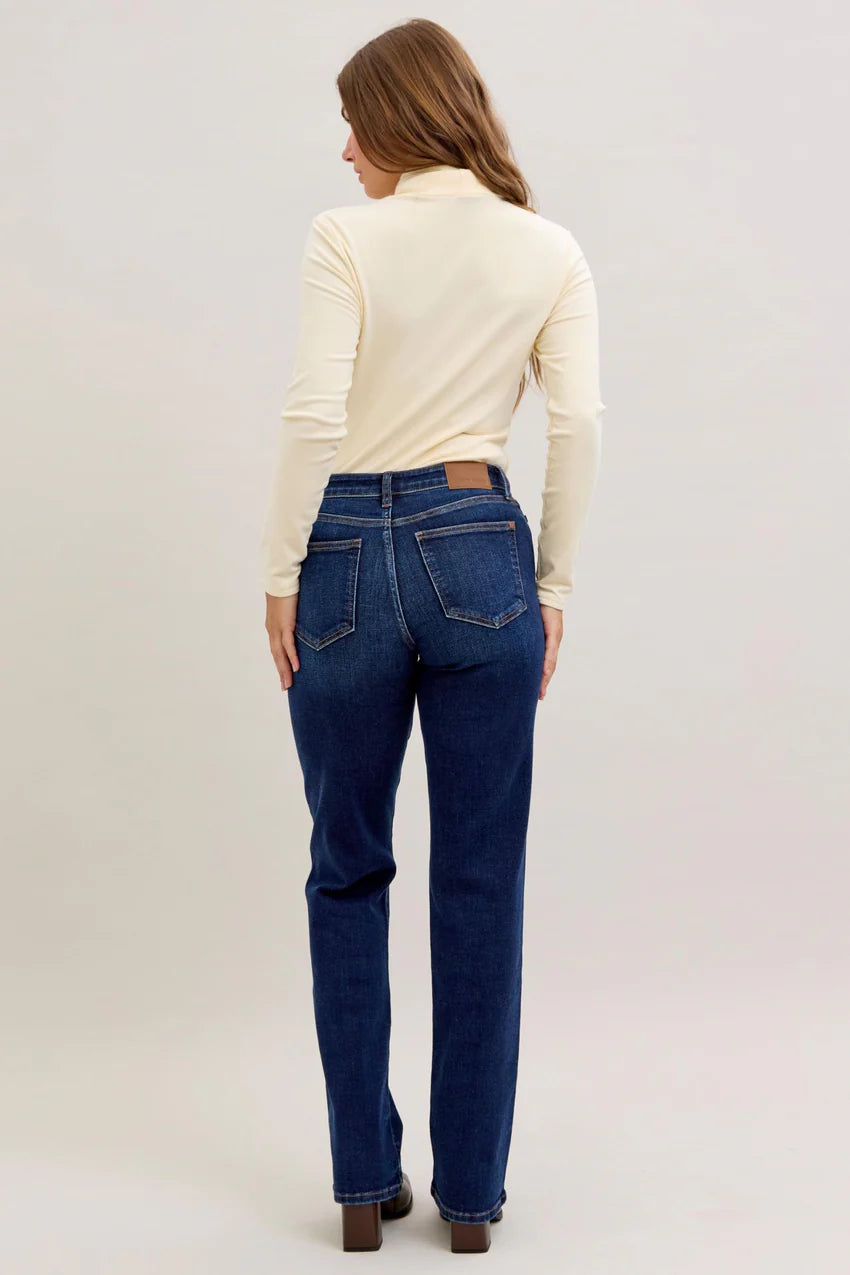 Judy Blue Mid Rise Dark Straight Jeans