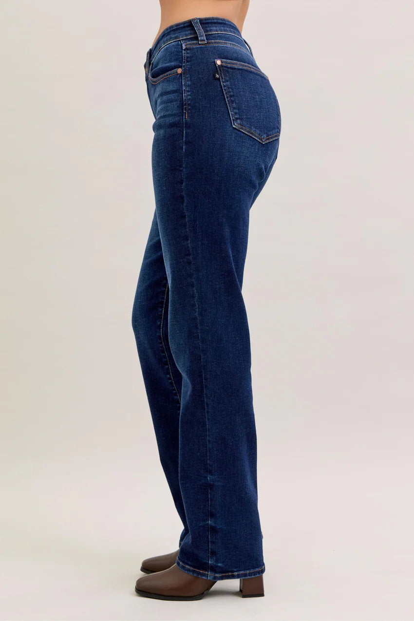 Judy Blue Mid Rise Dark Straight Jeans