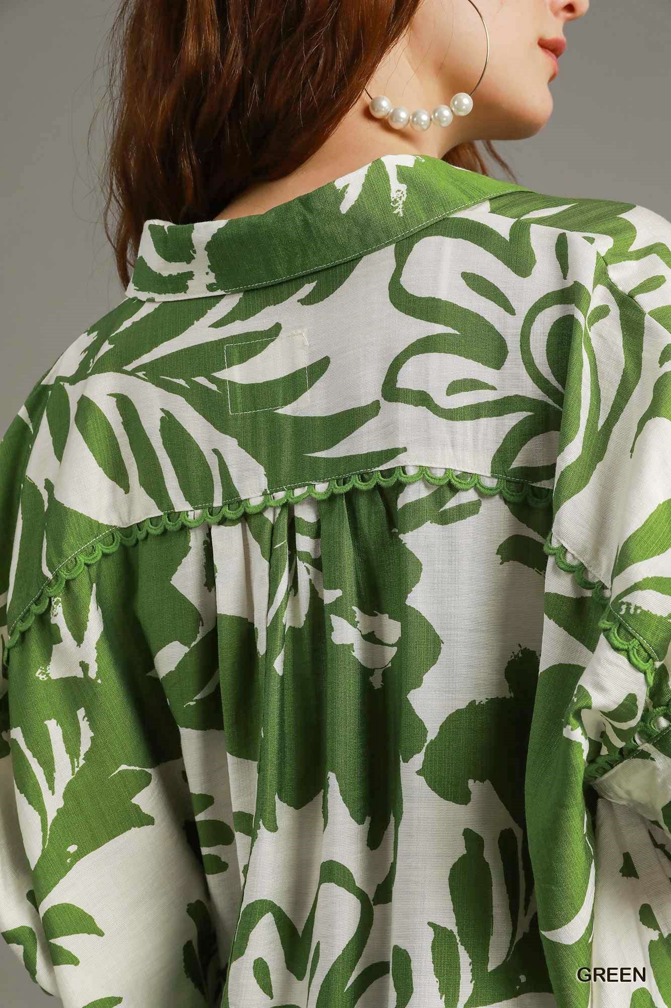 Bold Floral Print Button-Up Blouse by Umgee