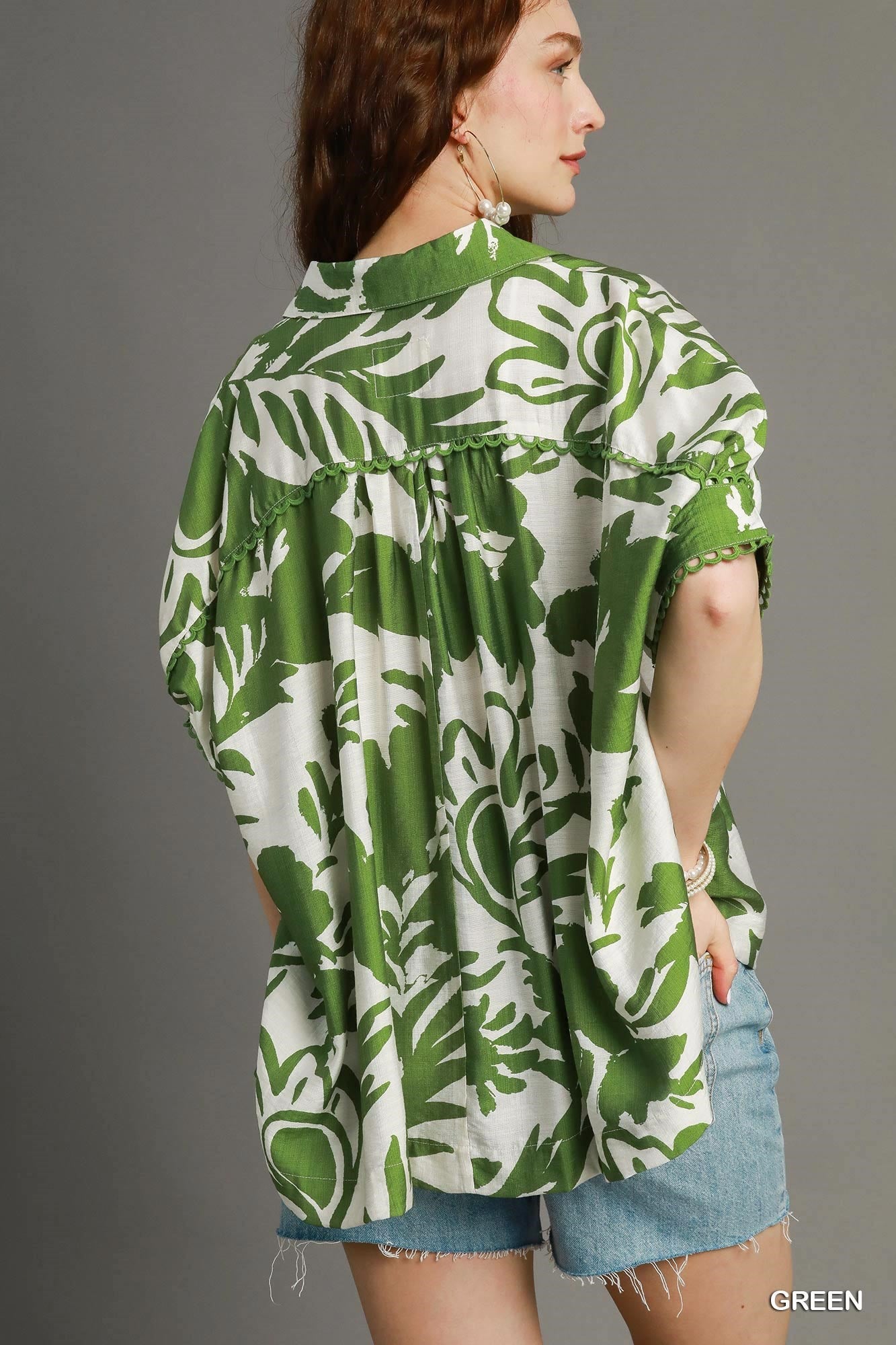 Bold Floral Print Button-Up Blouse by Umgee