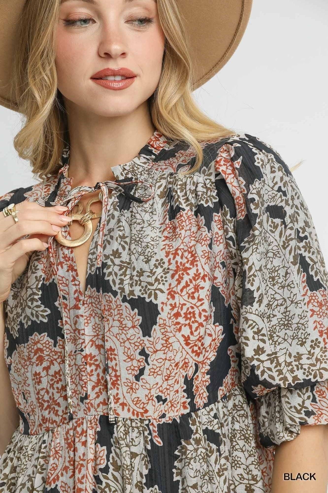Paisley Print Midi Dress with Ruffle Sleeves By Umgee