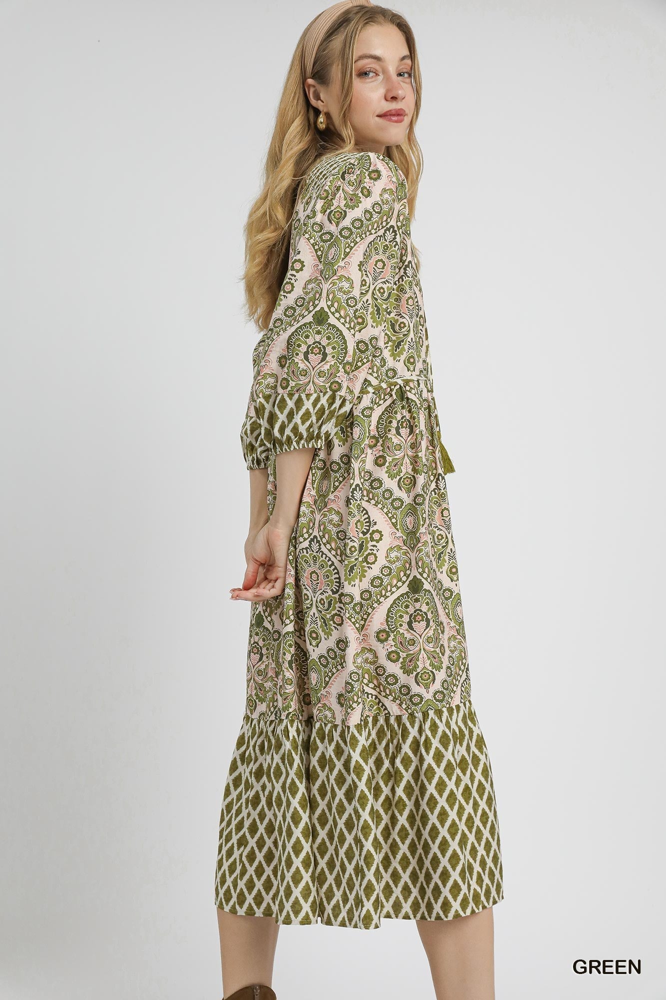 Paisley Crosspatch Midi Dress By Umgee