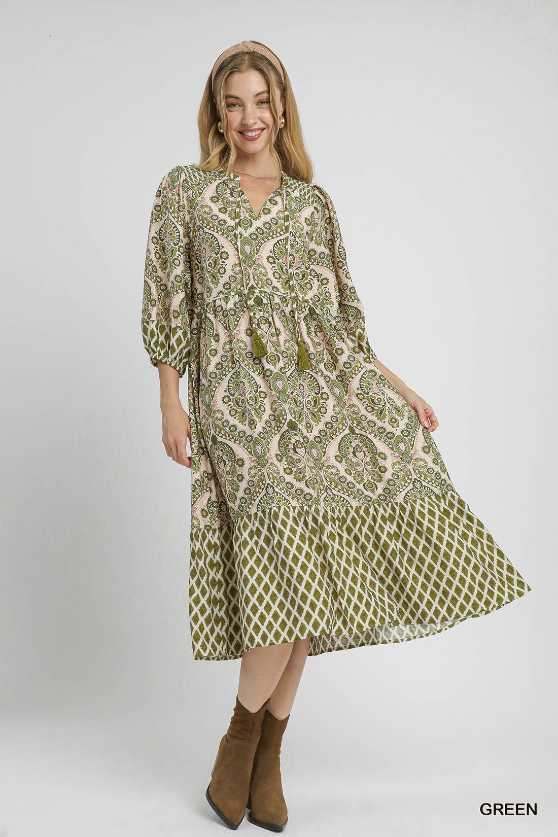 Paisley Crosspatch Midi Dress By Umgee