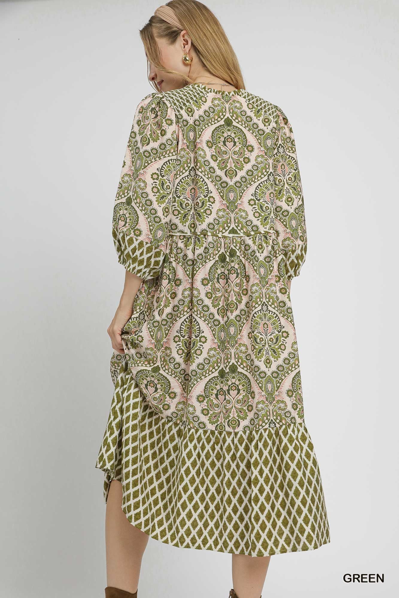 Paisley Crosspatch Midi Dress By Umgee