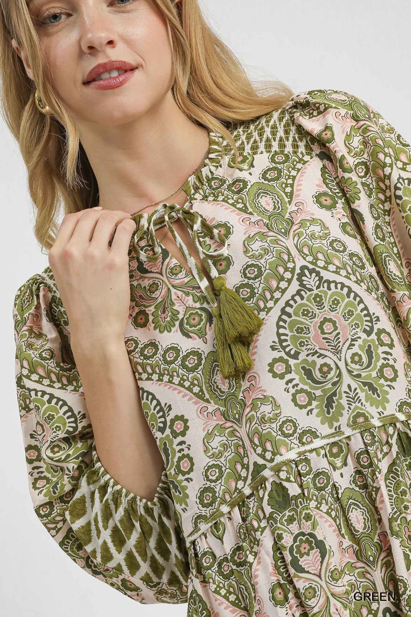 Paisley Crosspatch Midi Dress By Umgee