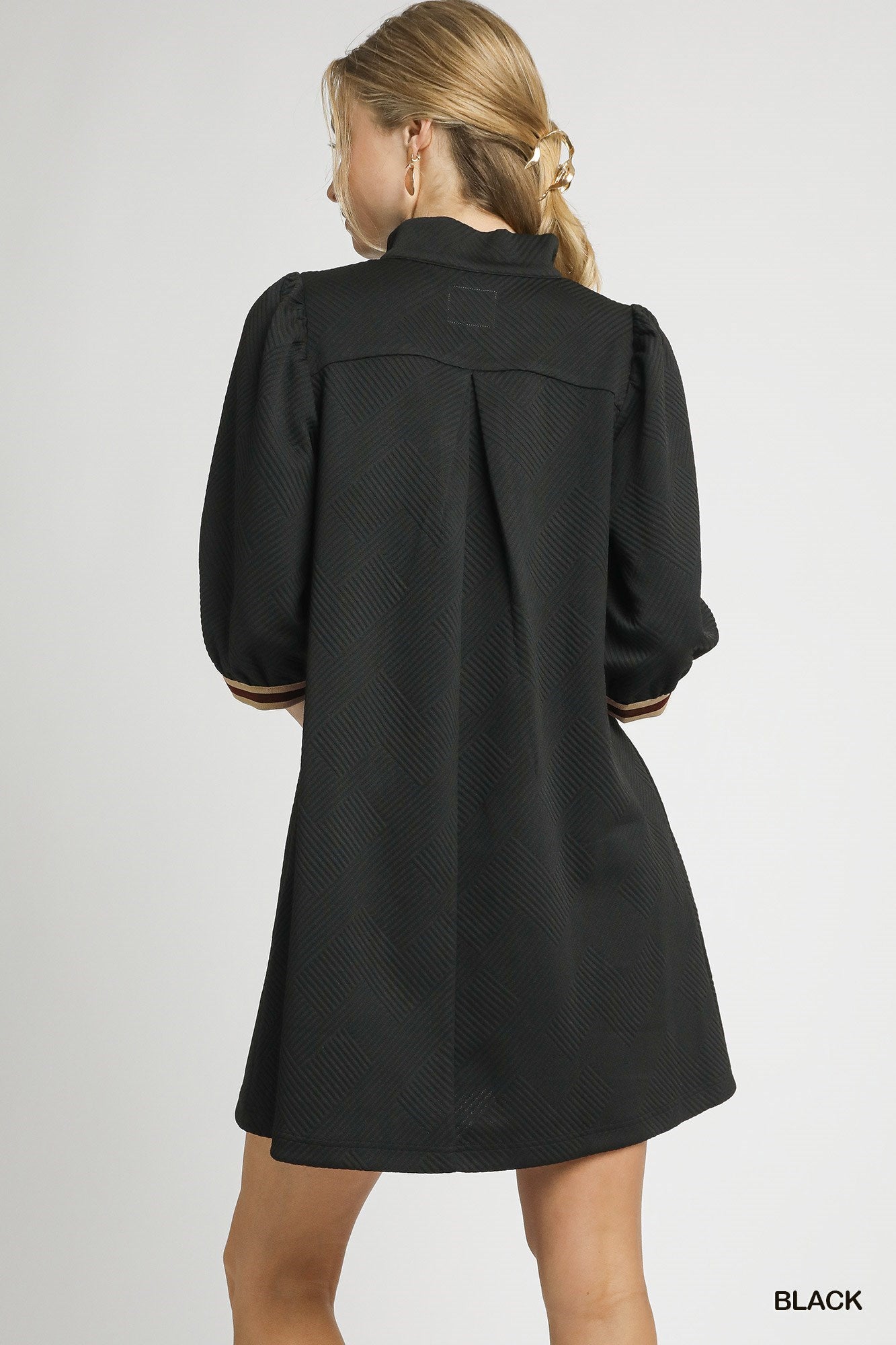 High Neck Jacquard Mini Dress By Umgee