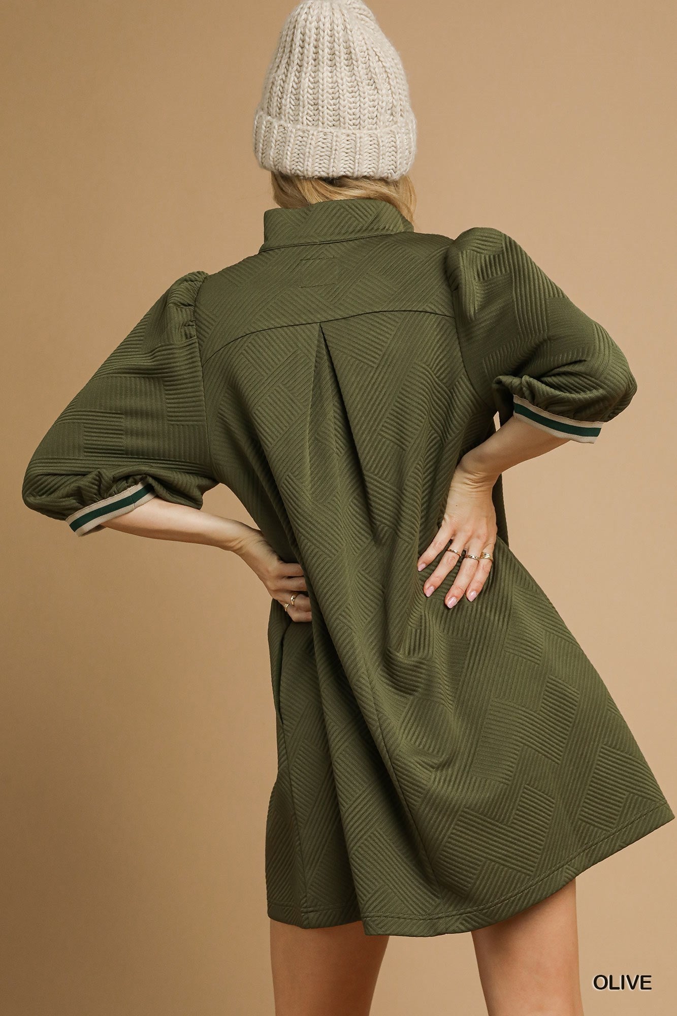 High Neck Jacquard Mini Dress By Umgee