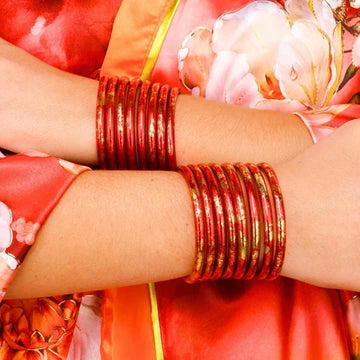BuDhaGirl  KOI All Weather Bangles in Rouge -Set of 4