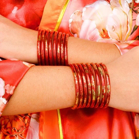 BuDhaGirl  KOI All Weather Bangles in Rouge -Set of 4