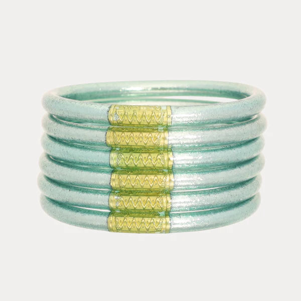 BuDhaGirl Mint All Weather Bangles® (Set of 6) - Serenity Prayer