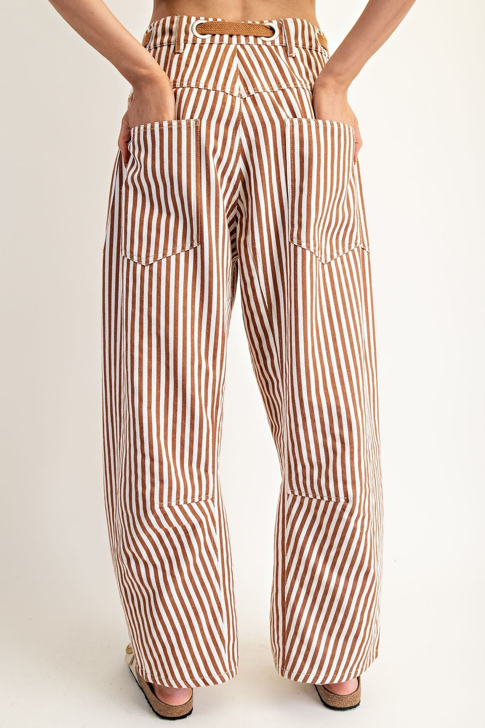 Striped Patchwork Barrel Pants By Eesome
