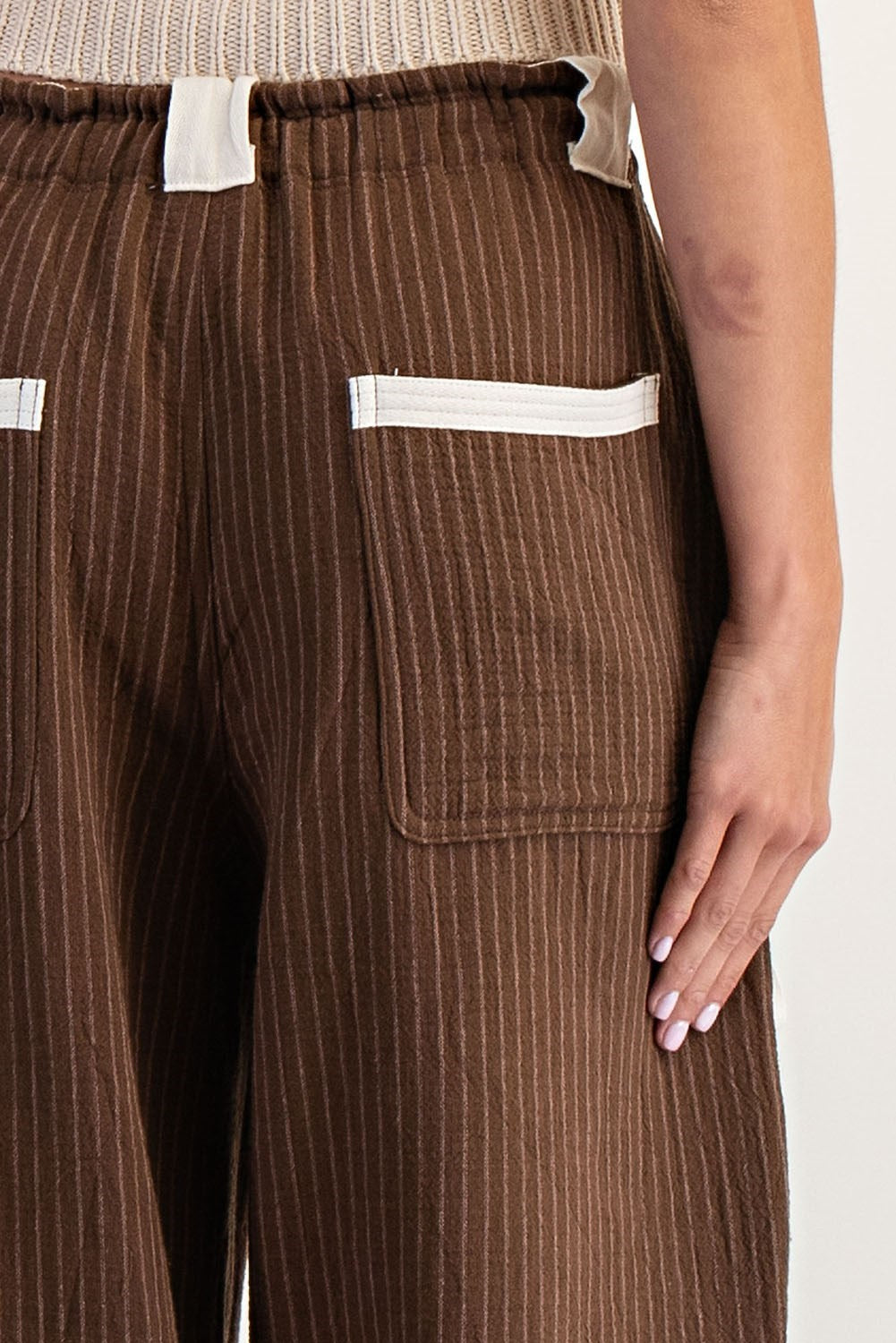 Striped Drawstring Side Pocket Jogger Pants by Eesome