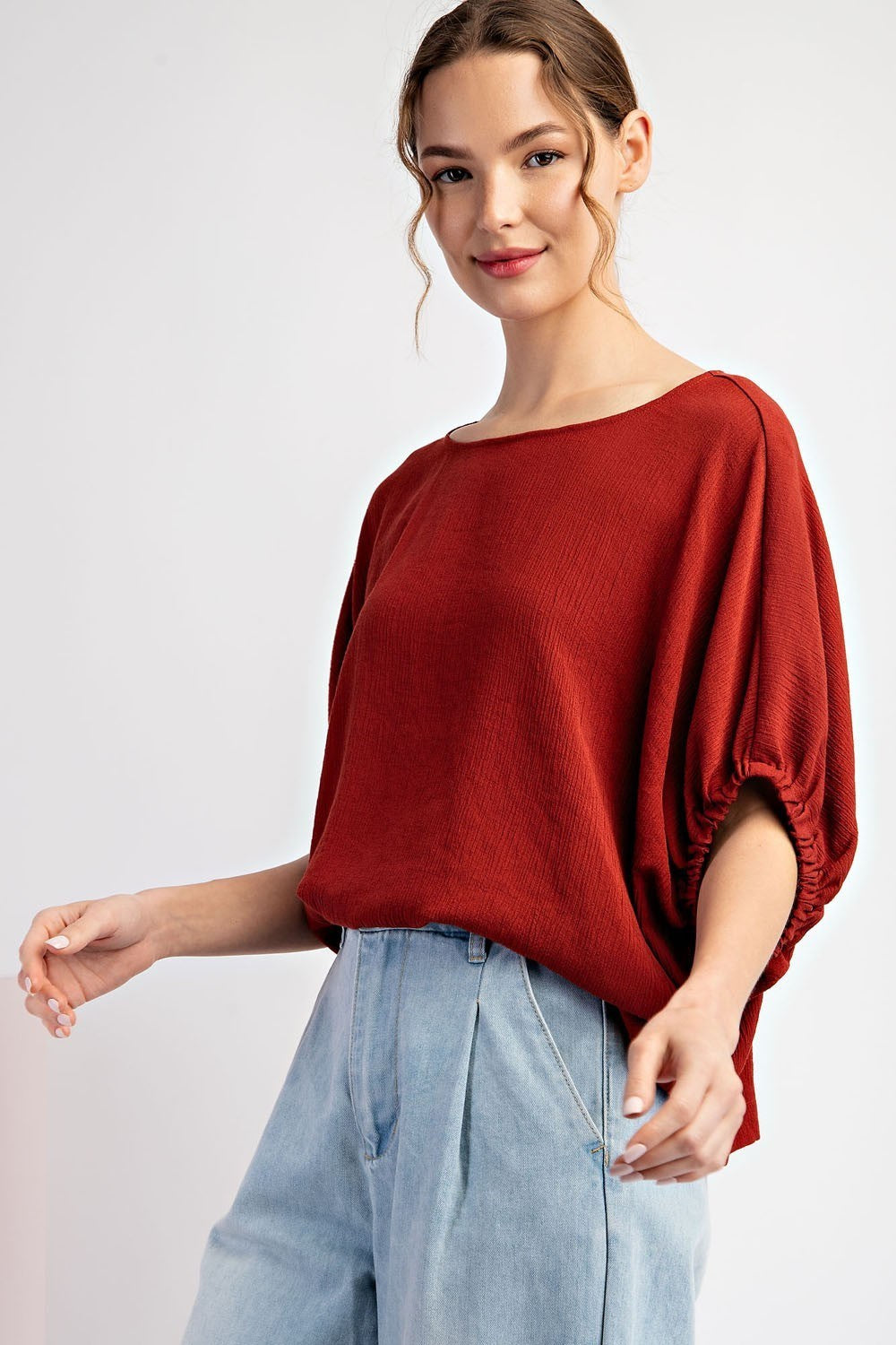 Plus Size Round Neckline Boxy Style Top By Eesome