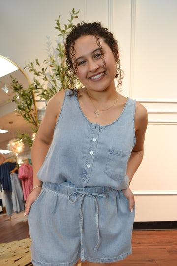 Dusty Trail Denim Romper By Eesome