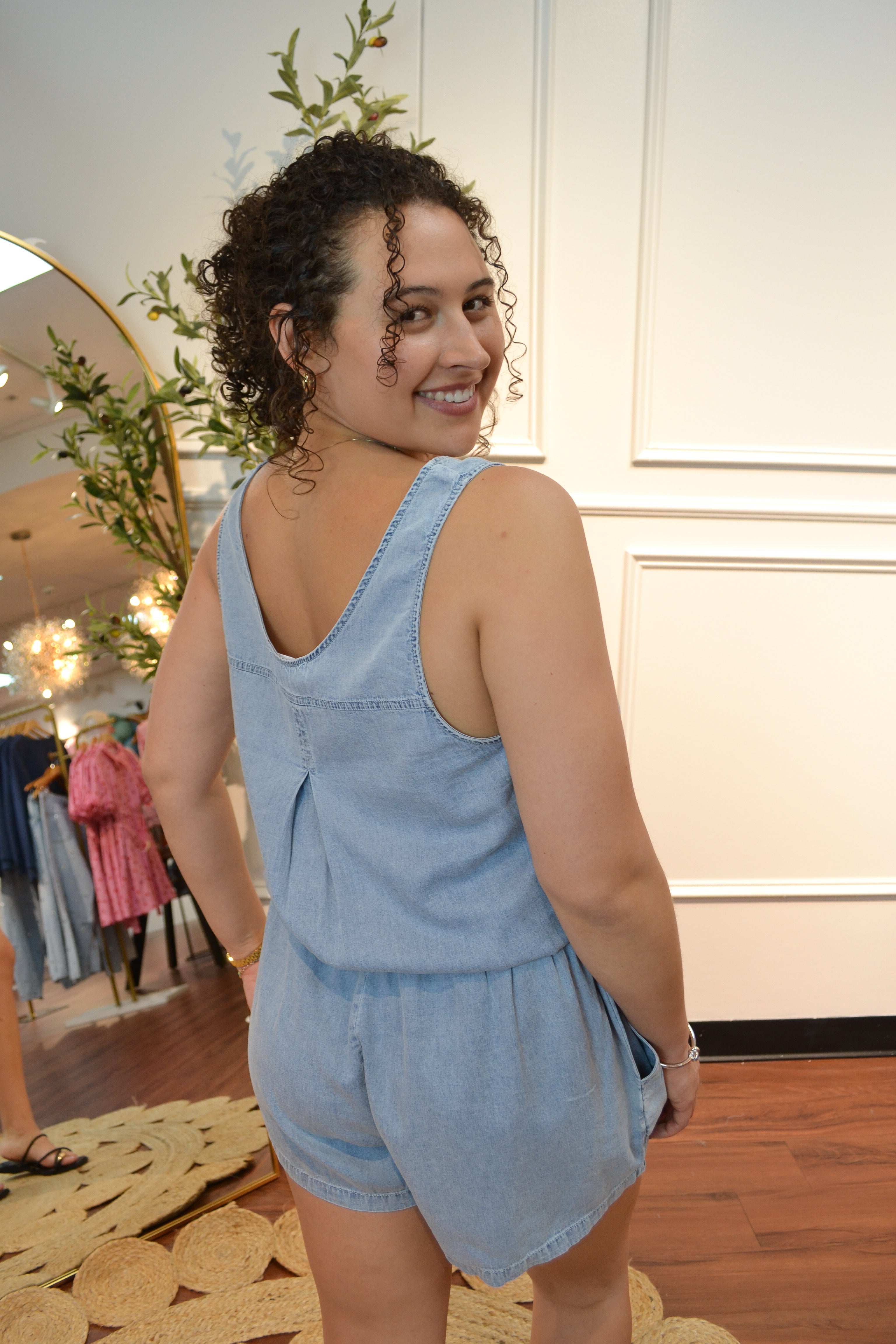 Dusty Trail Denim Romper By Eesome