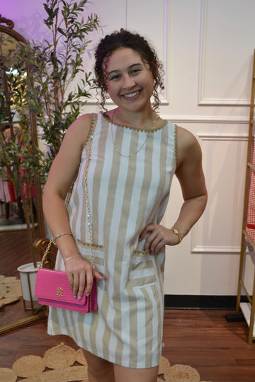 Sweet Escape Whipstitch Striped Mini Dress
