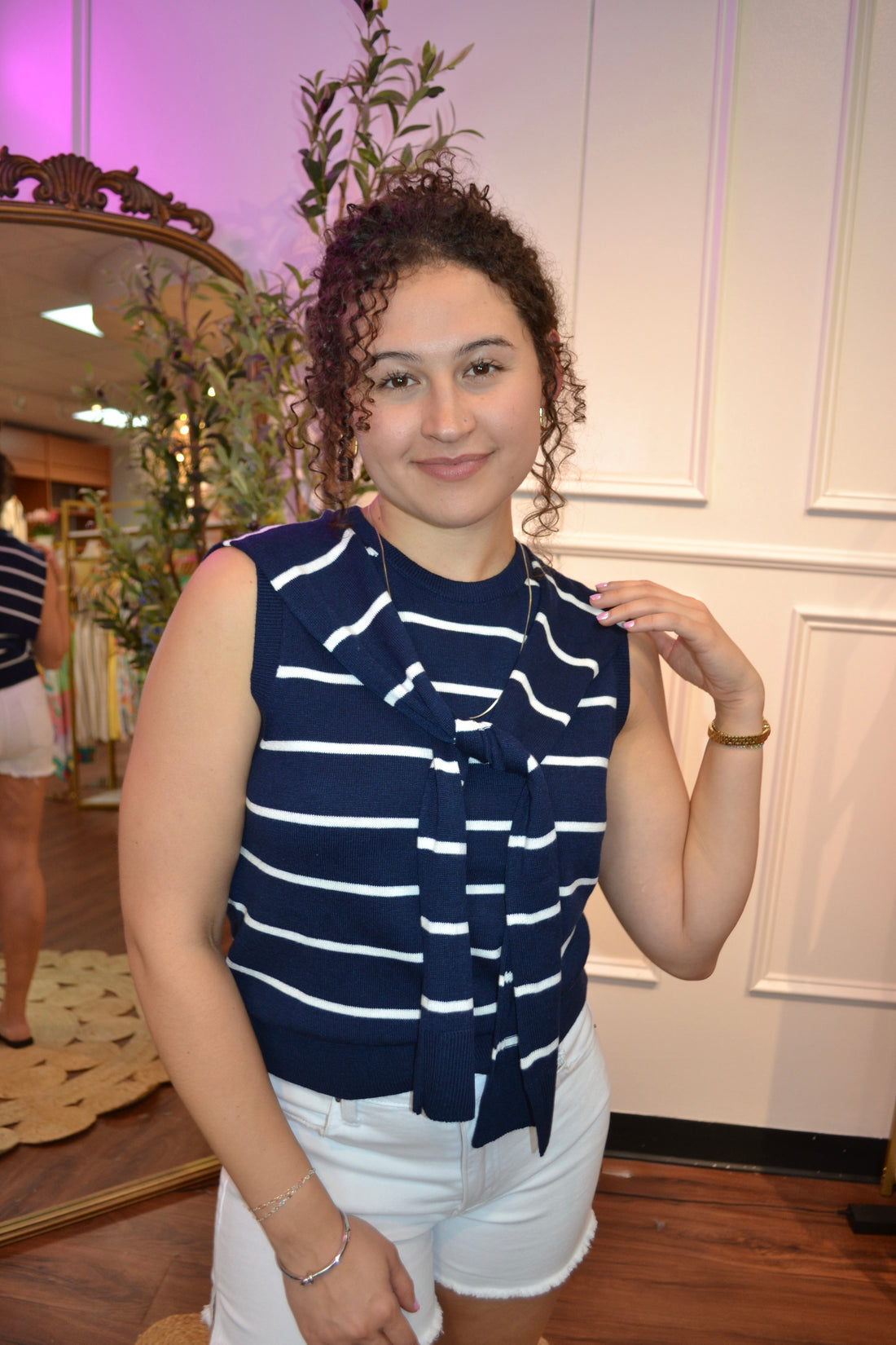Ocean Line Sweater Tank By Entro