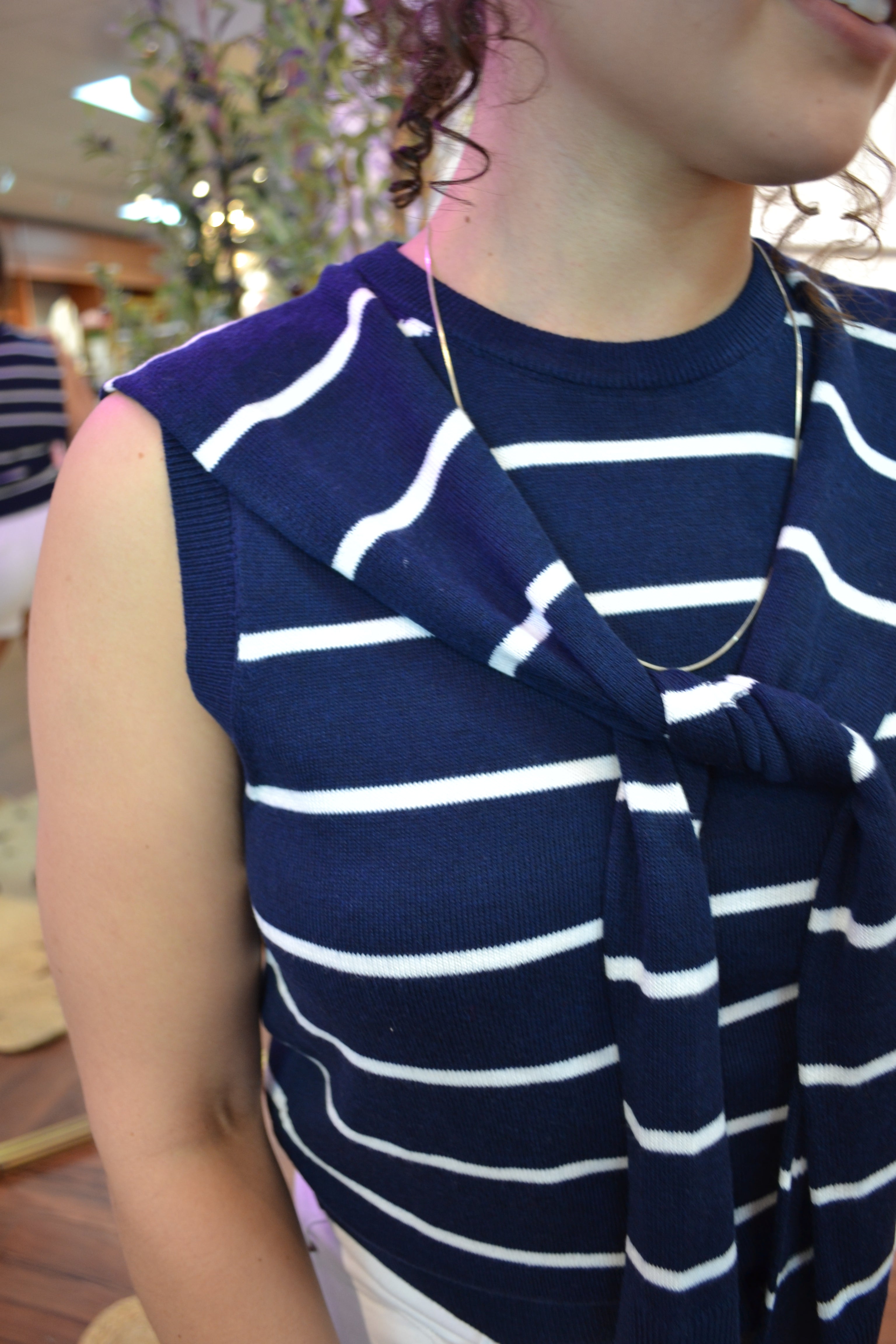 Ocean Line Sweater Tank By Entro
