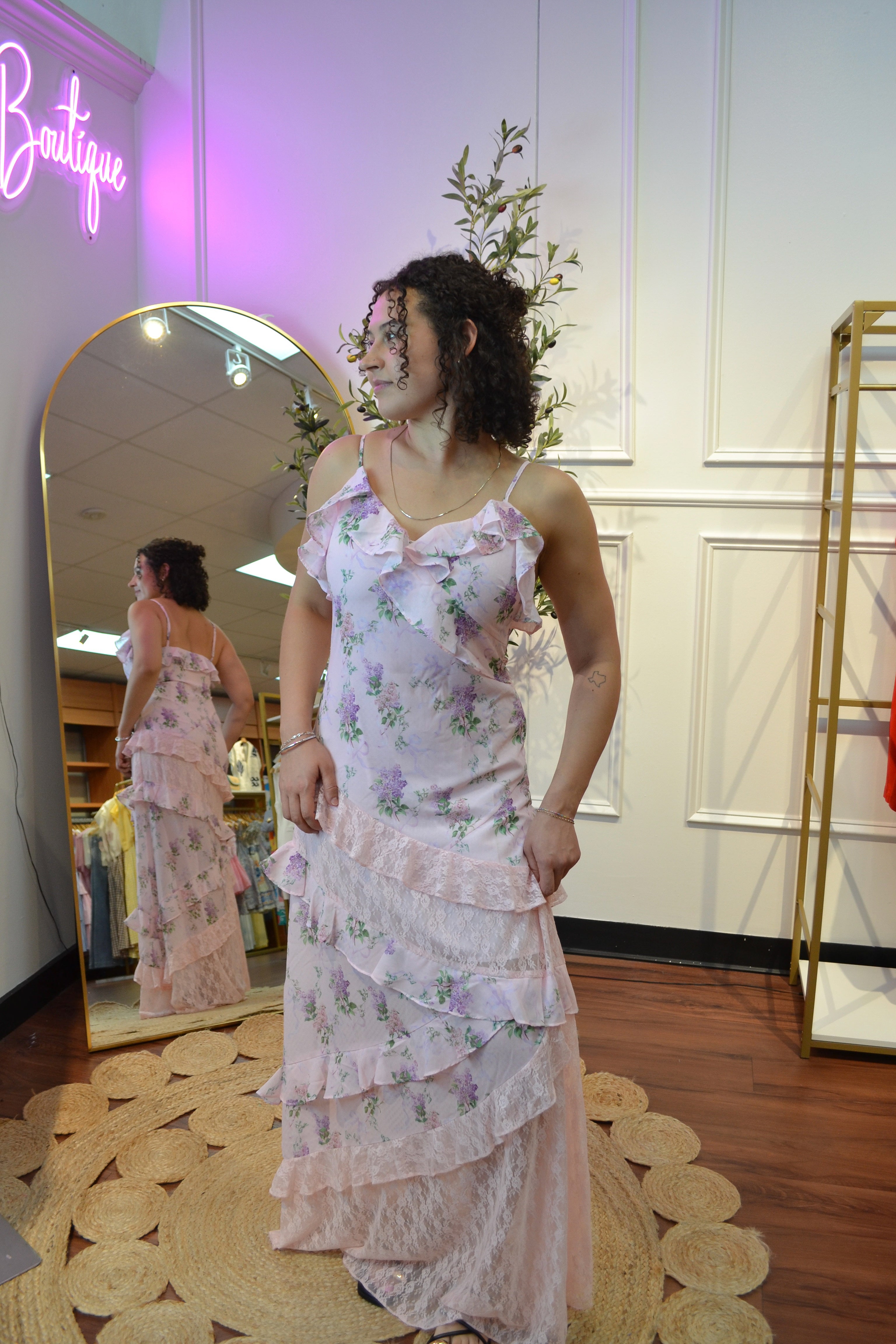 Pastel Floral Ruffle Maxi Dress By RareRaw