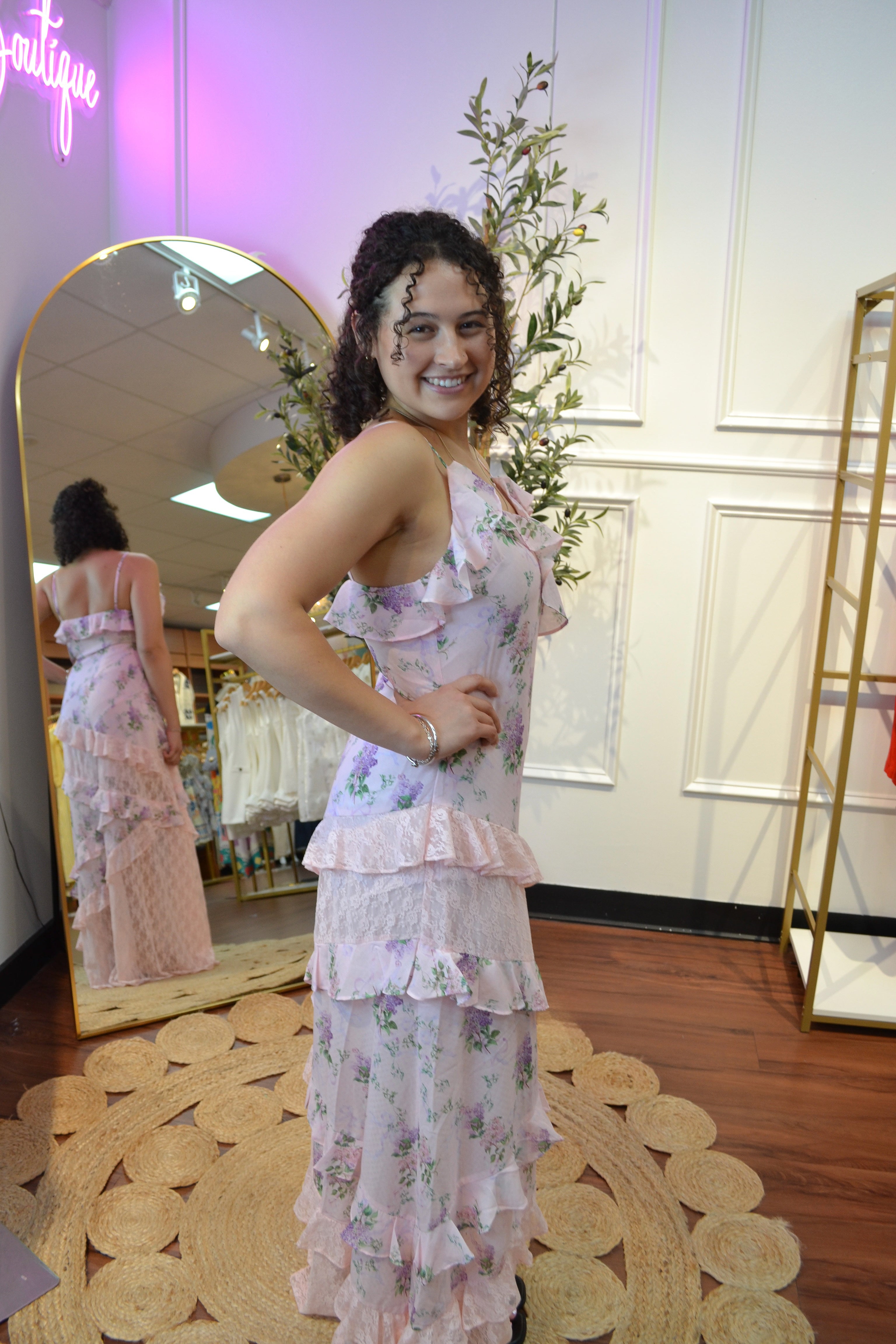 Pastel Floral Ruffle Maxi Dress By RareRaw