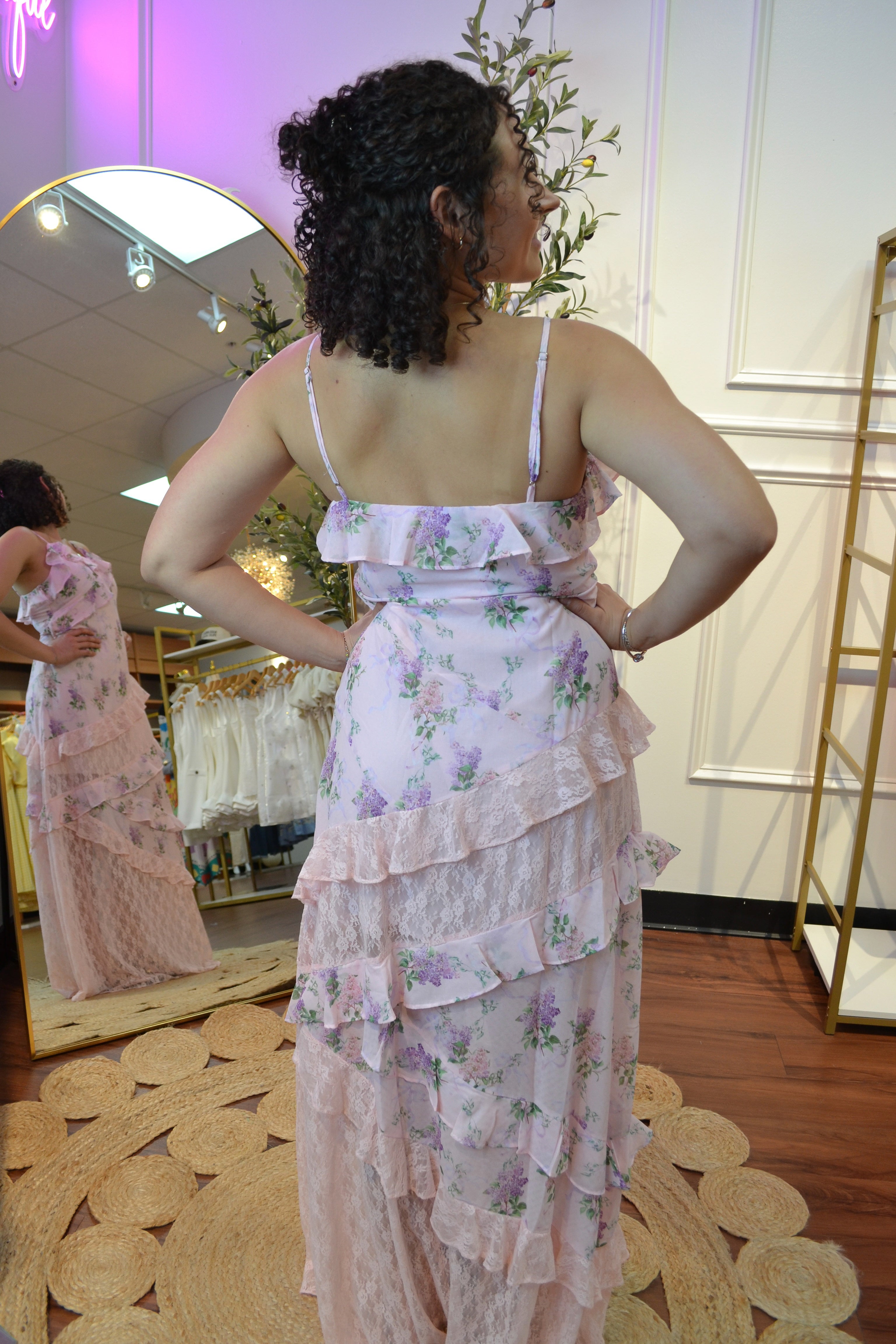 Pastel Floral Ruffle Maxi Dress By RareRaw