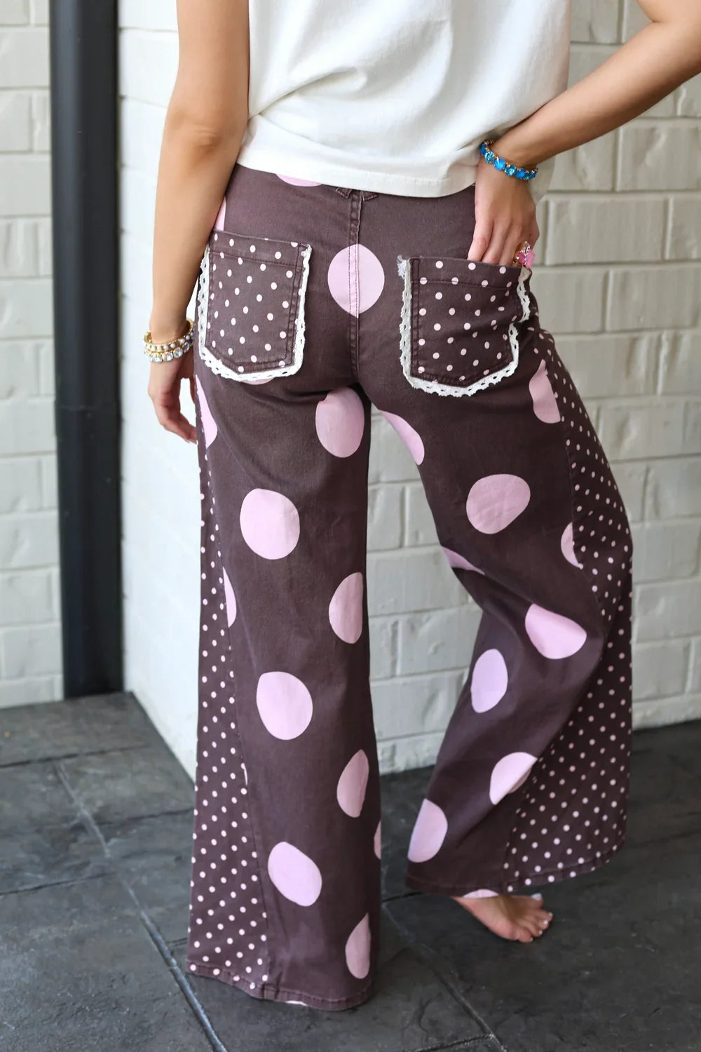 Brown Polka Dot Denim