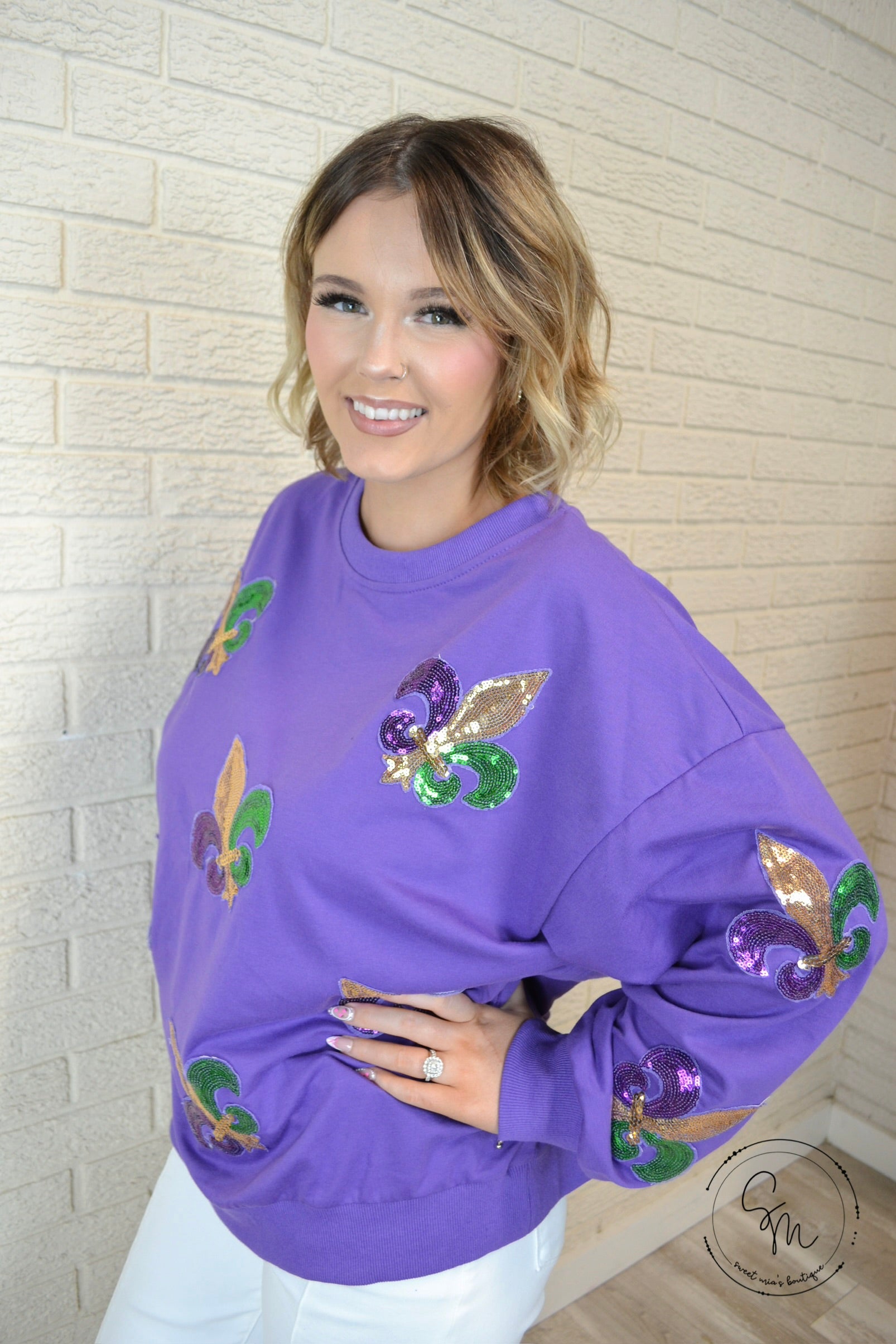 Mardi Fleur De LIs Pullover Sweatshirt By BiBi