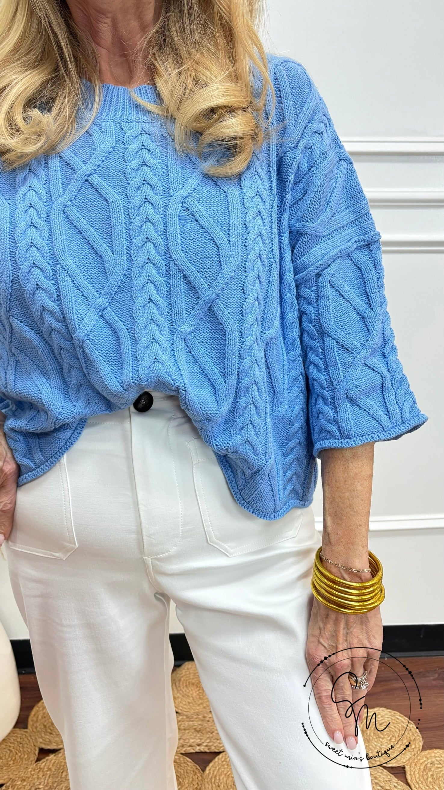 Blue Skies Cable Knit Top By Entro