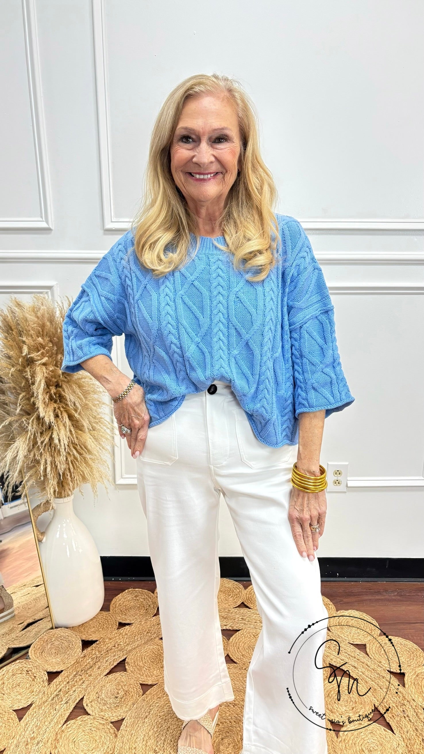 Blue Skies Cable Knit Top By Entro